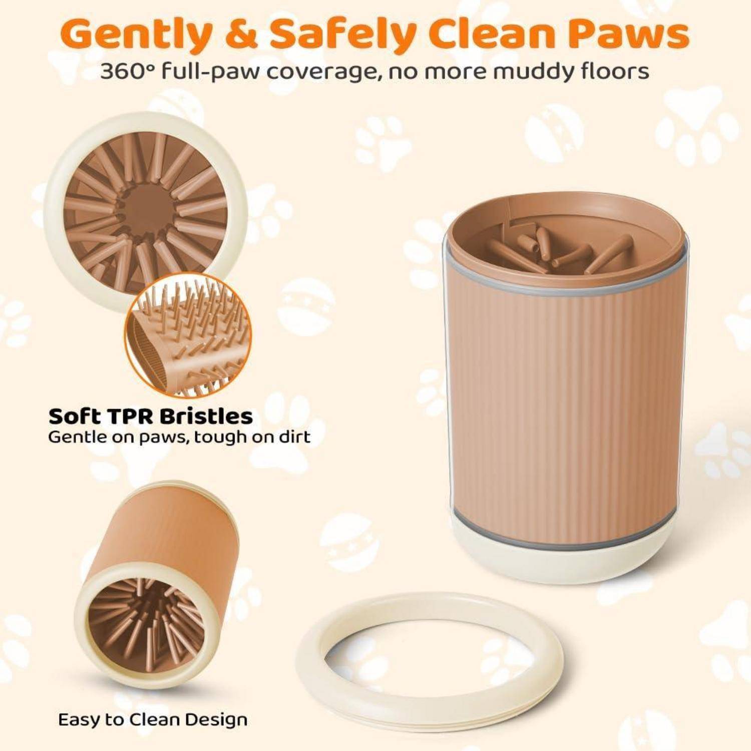 Werbung für einen Hunde-Pfotenwascherbecher, mit 