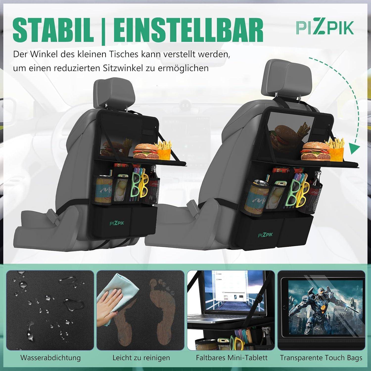 Auto Organizer,2 Große Rückenlehnenschutz,Autositz Organizer Kinder mit Klapptisch, 12 Taschen,wasserdichter Rücksitzschutz für Kinder, Auto Reise