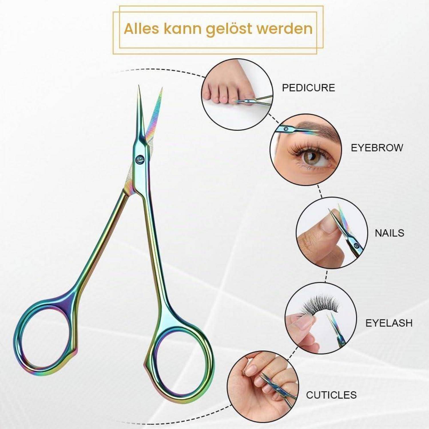Beugo Nagelhautschere, Hautschere mit Gebogener Schnittfläche | Rostfrei Nagelschere Zweite Generation zum Trimmen von Nagelhaut, Augenbrauen und