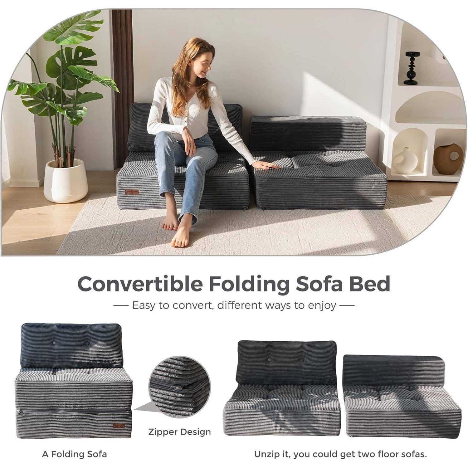 Produktwerbung für ein „umwandelbares Klappsofa-Bett