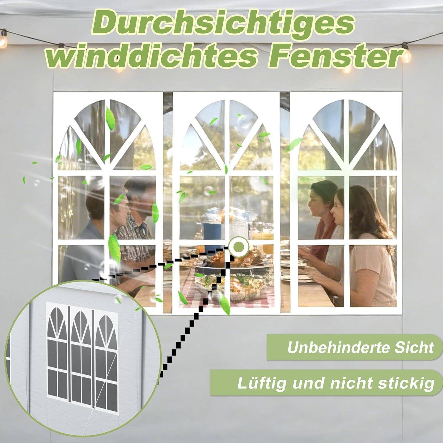 AufuN Pavillon Wasserdicht FaltFaltpavillon mit 4 Seitenwände Gartenpavillon Faltzelt Polyethylen Bierzelt Tür mit Reisverschluss für Garten Party