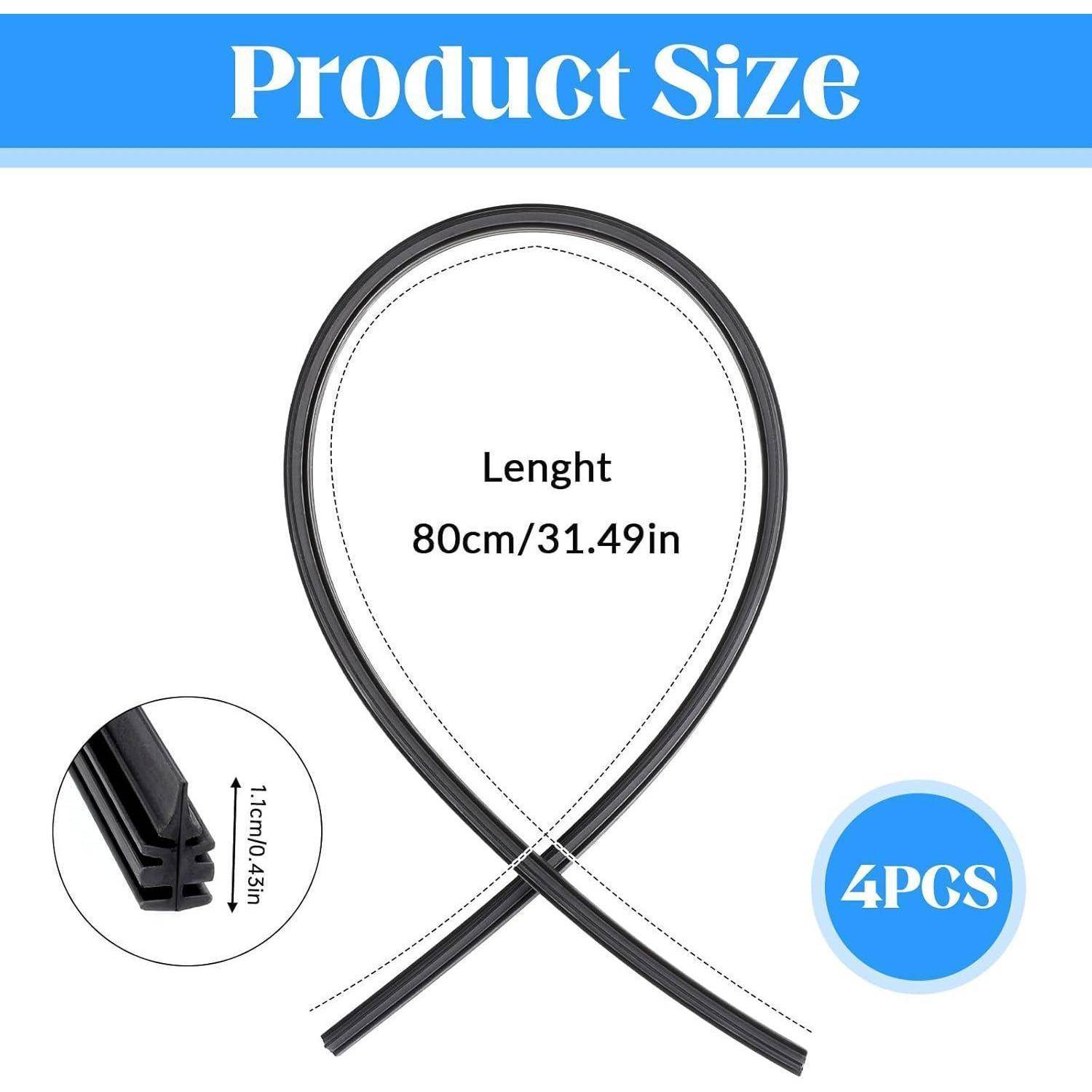 Produktgrößendiagramm einer geschlossenen schwarzen Gummidichtung mit der Bezeichnung „Länge 80cm/31,49in