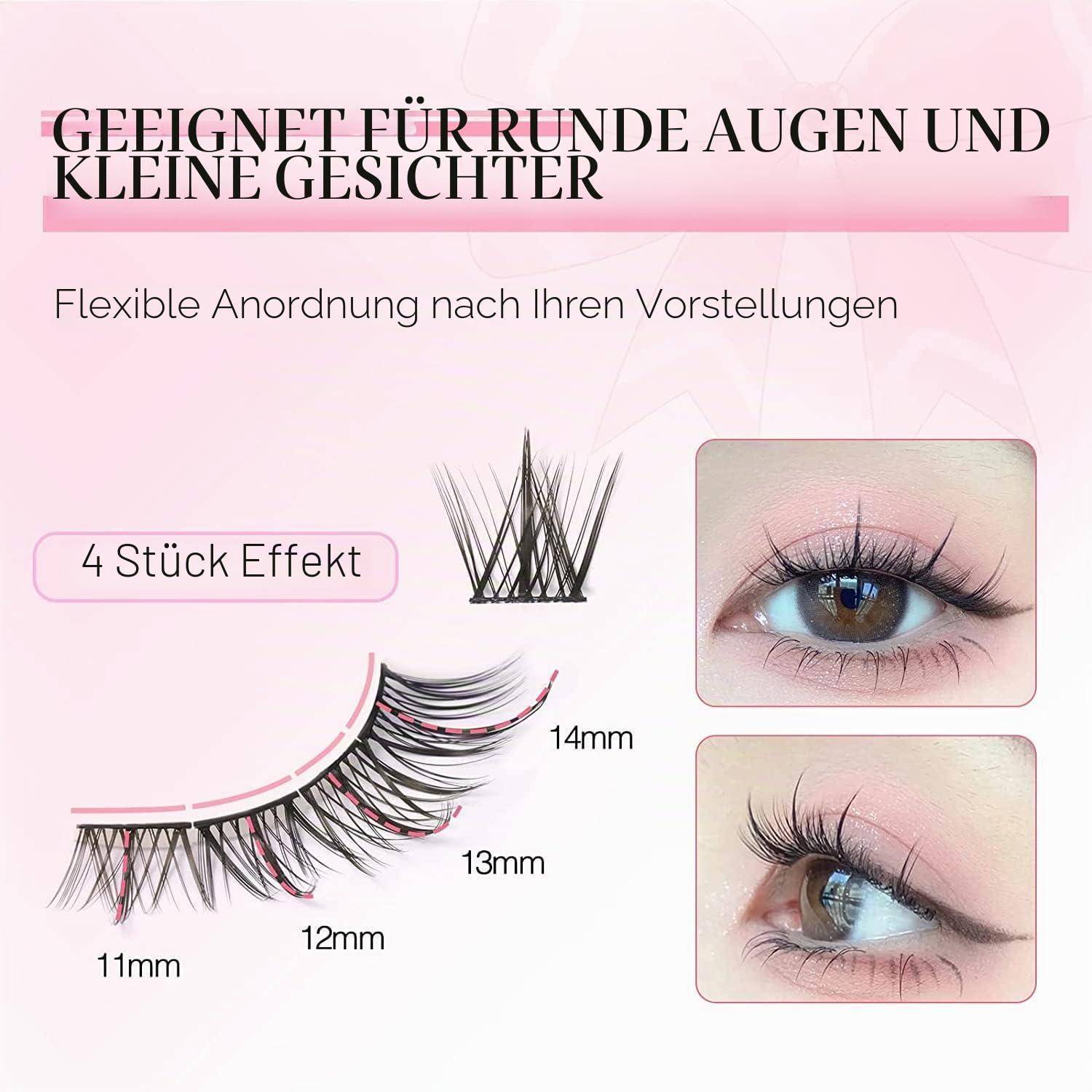 EMEDA DIY Cluster Wimpern 70 Stück Einzelne Wimpern 11mm D Curl DIY Wimpern Extensions Kit Weiche Und Dünne Band Natürliche Falsche Wimpern Set (Mi