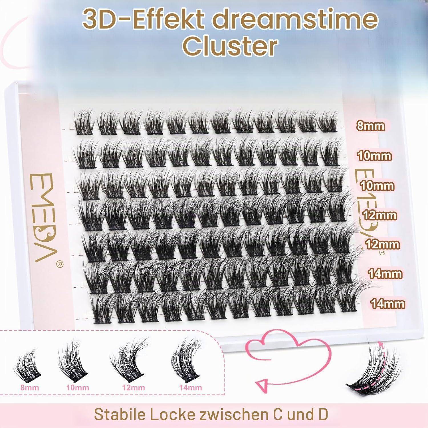 Wimpernverlängerungs-Musterdiagramm mit der Bezeichnung „3D-Effekt dreamstime Cluster