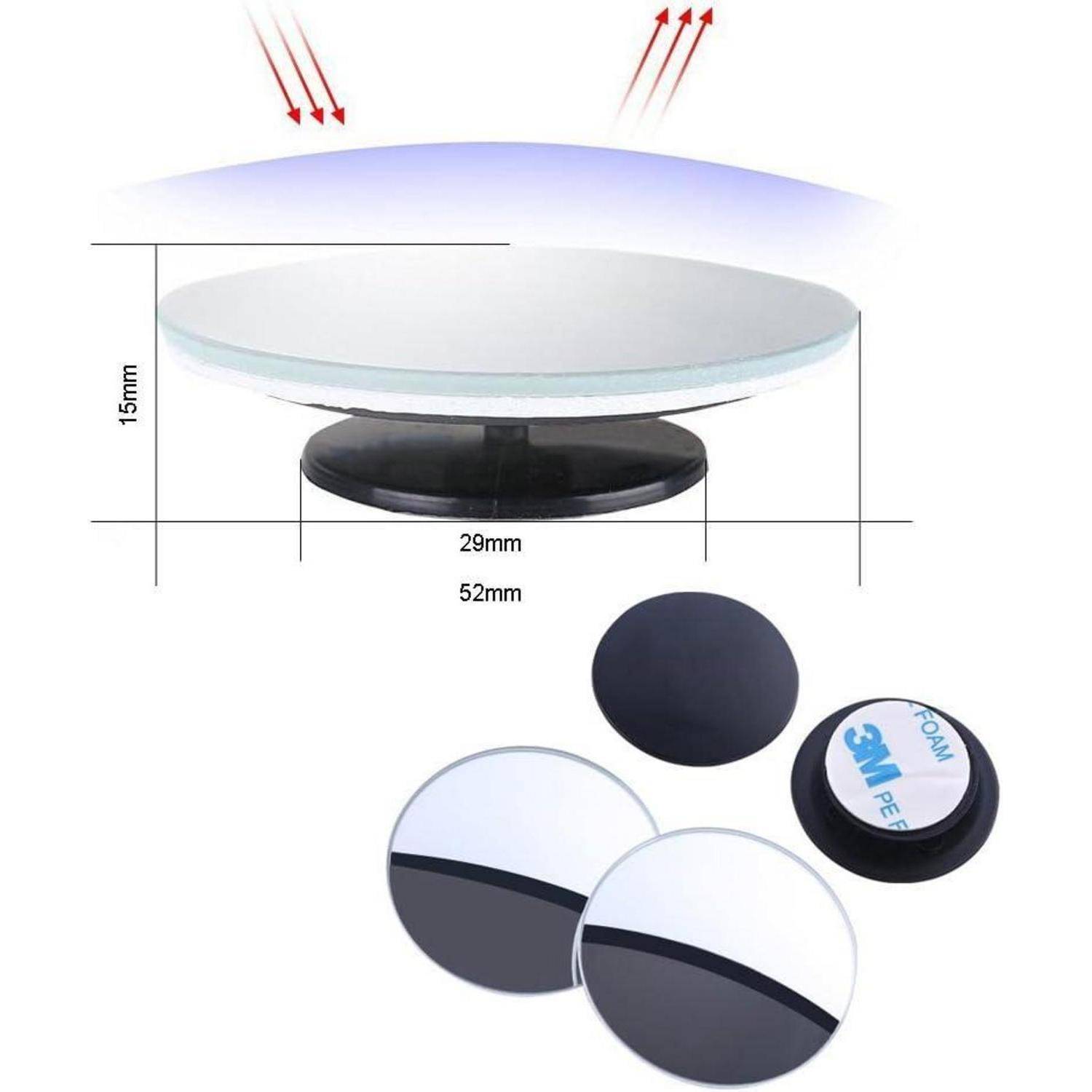 Produktdiagramm einer runden Saugnapfhalterung mit Abmessungen von 15 mm Höhe, 29 mm Innengröße, 52 mm Außengröße, mit abgelösten schwarzen und gespiegelten kreisförmigen Teilen.