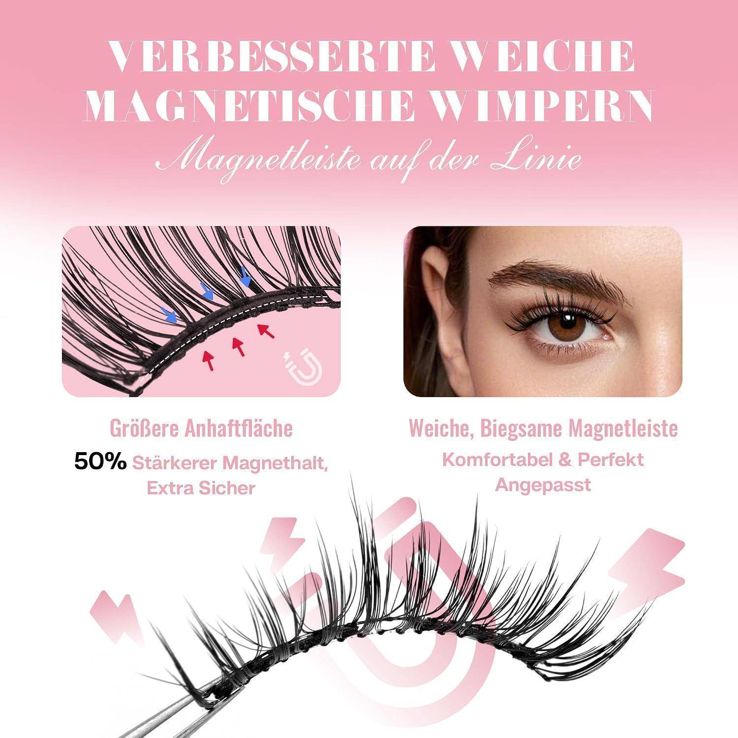 CALAILIS Weiche Magnetische Wimpern 1 Paar Magnet Wimpern Mit Zange Magnetic Lashes Natürlicher Look Wimpern Magnetisch Kein Kleber Erforderlich