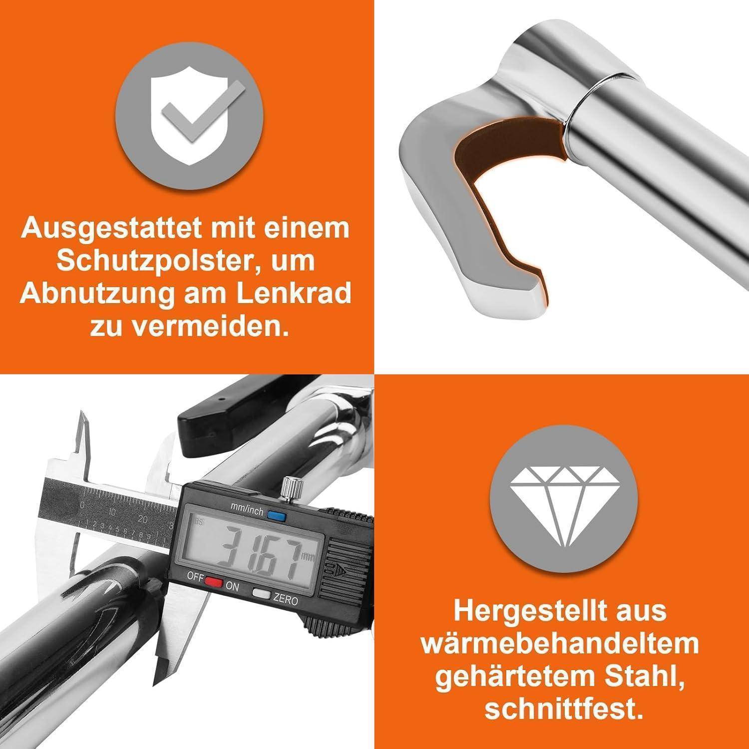 Tevlaphee Auto Lenkradschloss Bremspedal Kupplungsschloss Versenkbarer Haken Universelle Diebstahlsicherung Für Van Auto SUV Lkw Lkw Schwere Auto