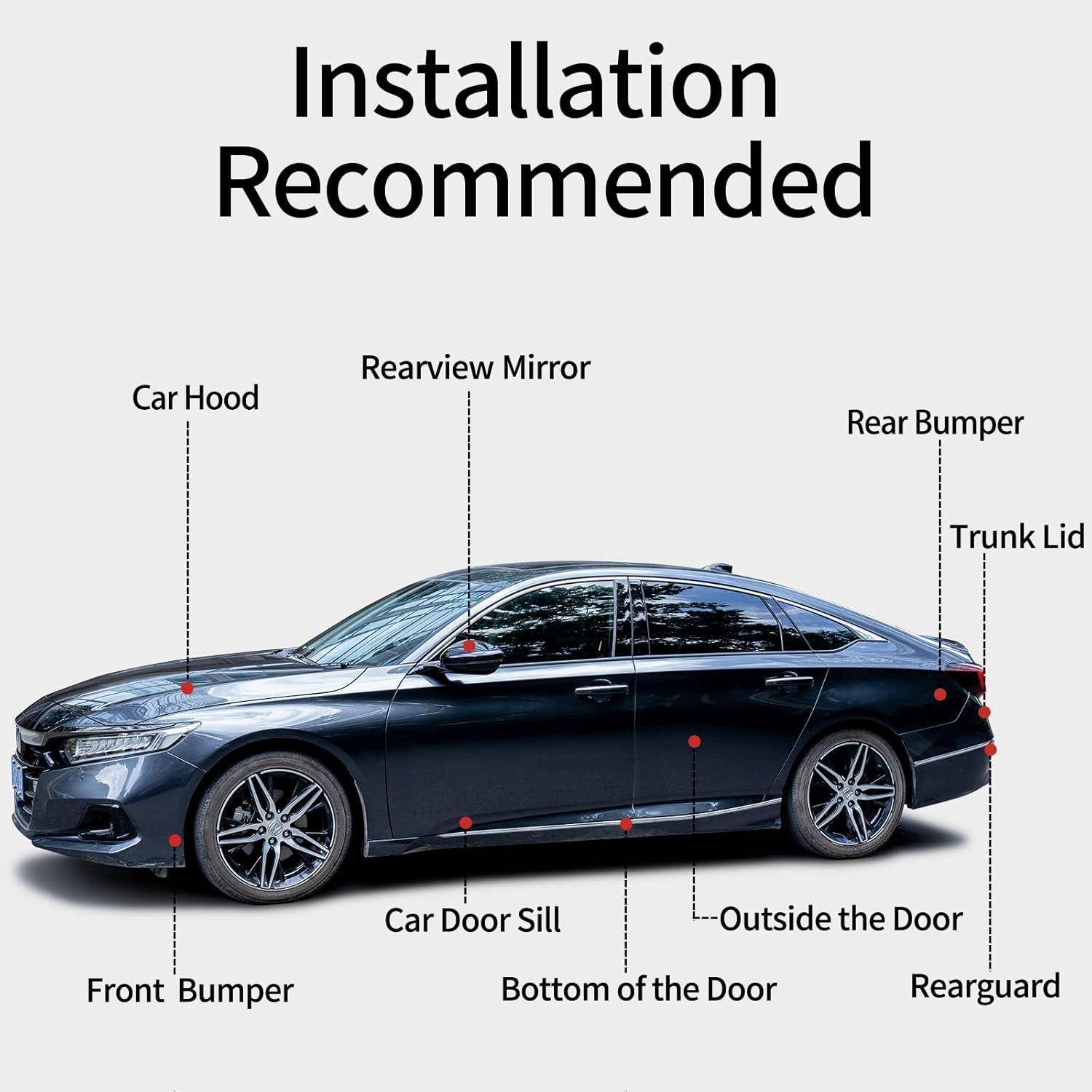 Diagramm eines Autos mit der Beschriftung „Installation empfohlen