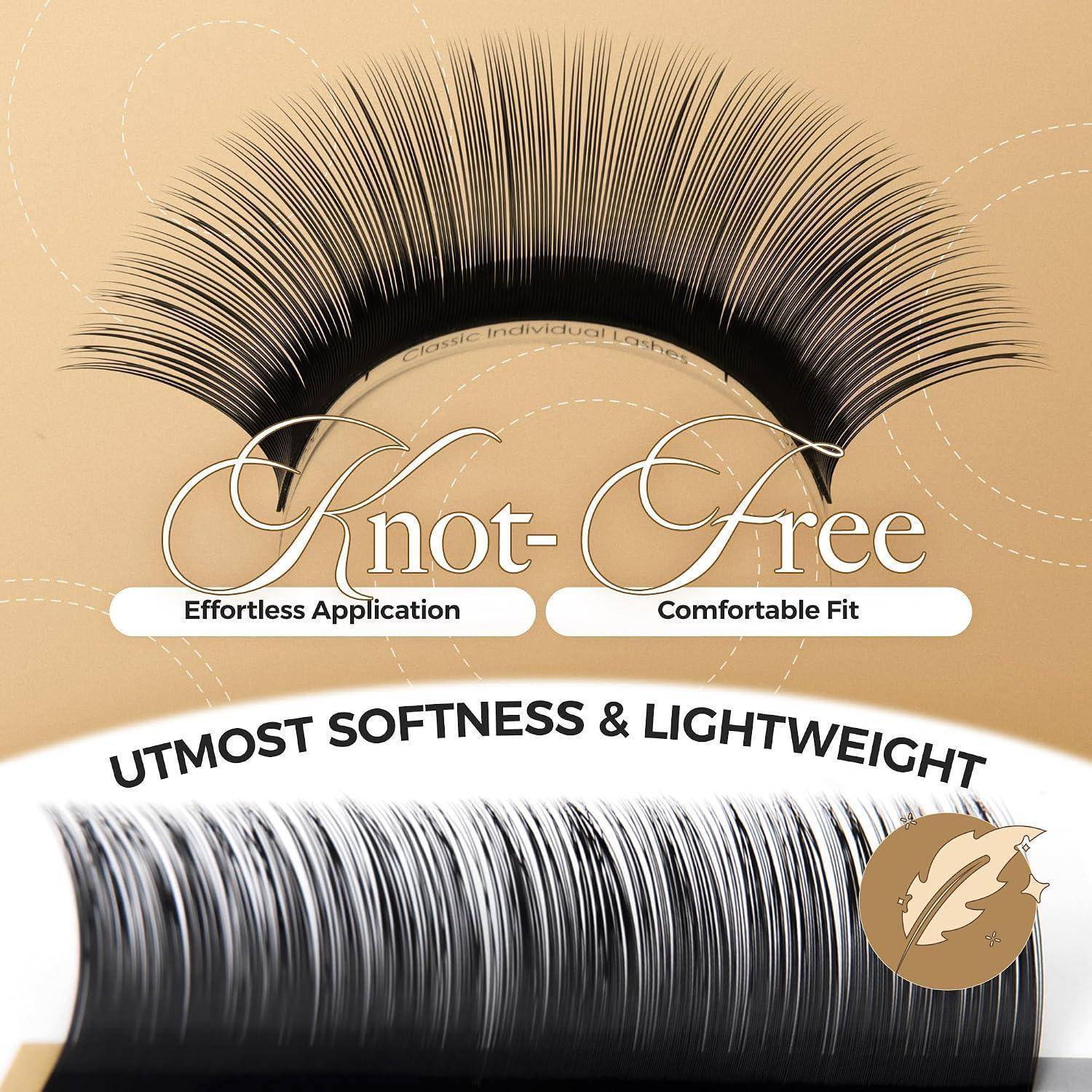 Werbebild eines Wimpernsets mit der Bezeichnung „Knot-Free