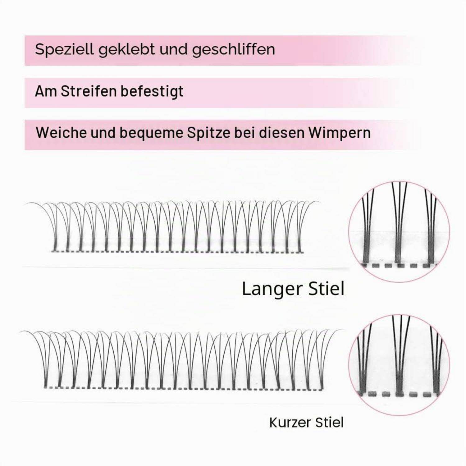 Fertigfächer 3D-D-0.10-11 kurzer Stiel Wimpernverlägerung Fertige Wimpernfächer Volumen Wimpern 0.10 D Curl(3D-D-0.10,11 mm) 12 stück (1er Pack)