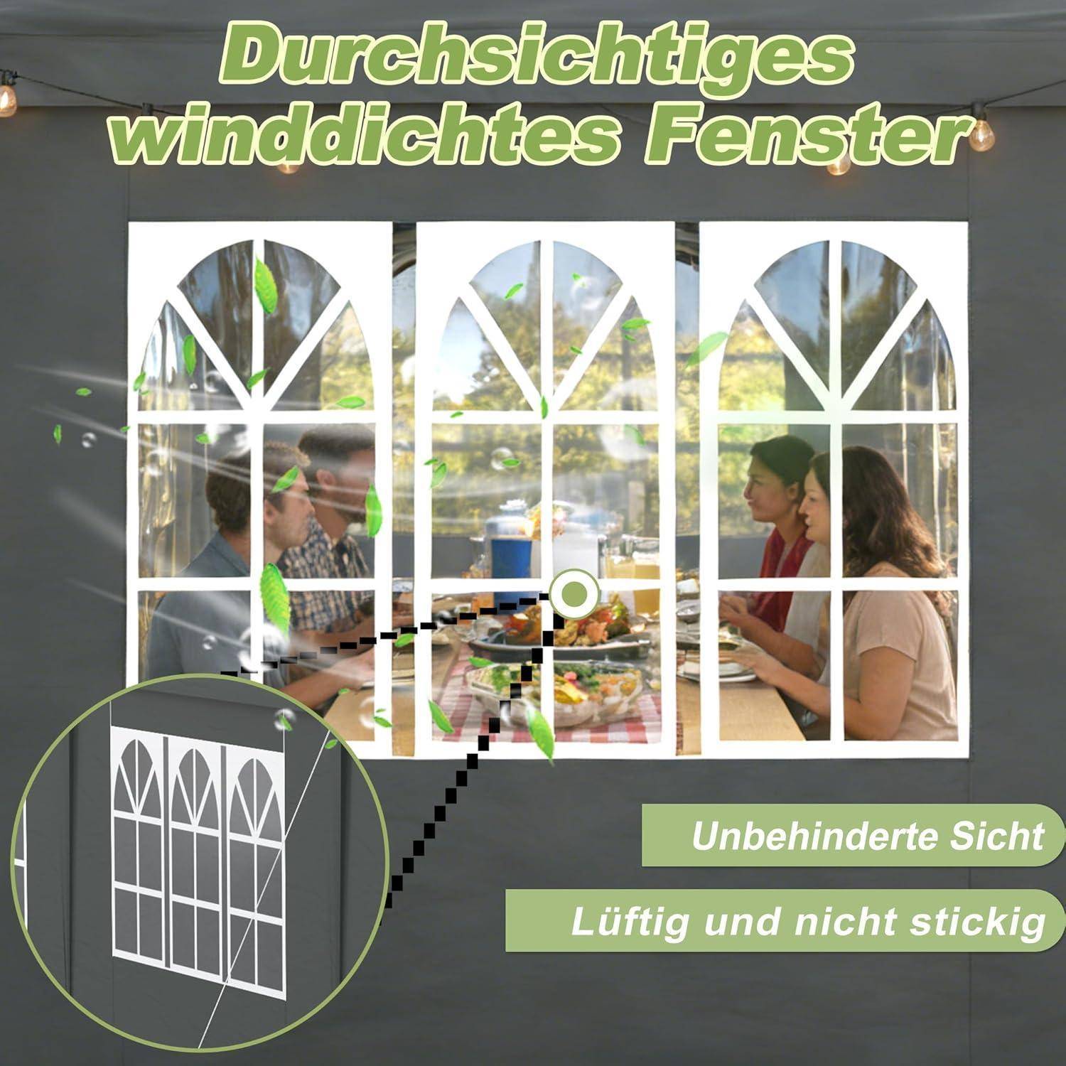 Aufun Pavillon Partyzelt 3x6m Wasserdicht Festzelt Bierzelt Gartenzelt Outdoor UV-Schutz mit 6 abnehmbaren Seitenwänden &amp; Dach Winterfest