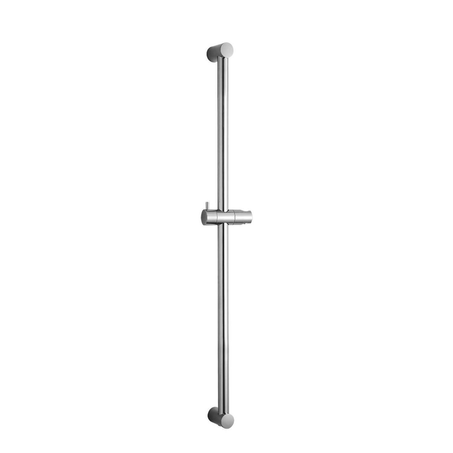 Chromglanz-Duschstange mit verstellbarem Handbrausenhalter auf weißem Hintergrund.