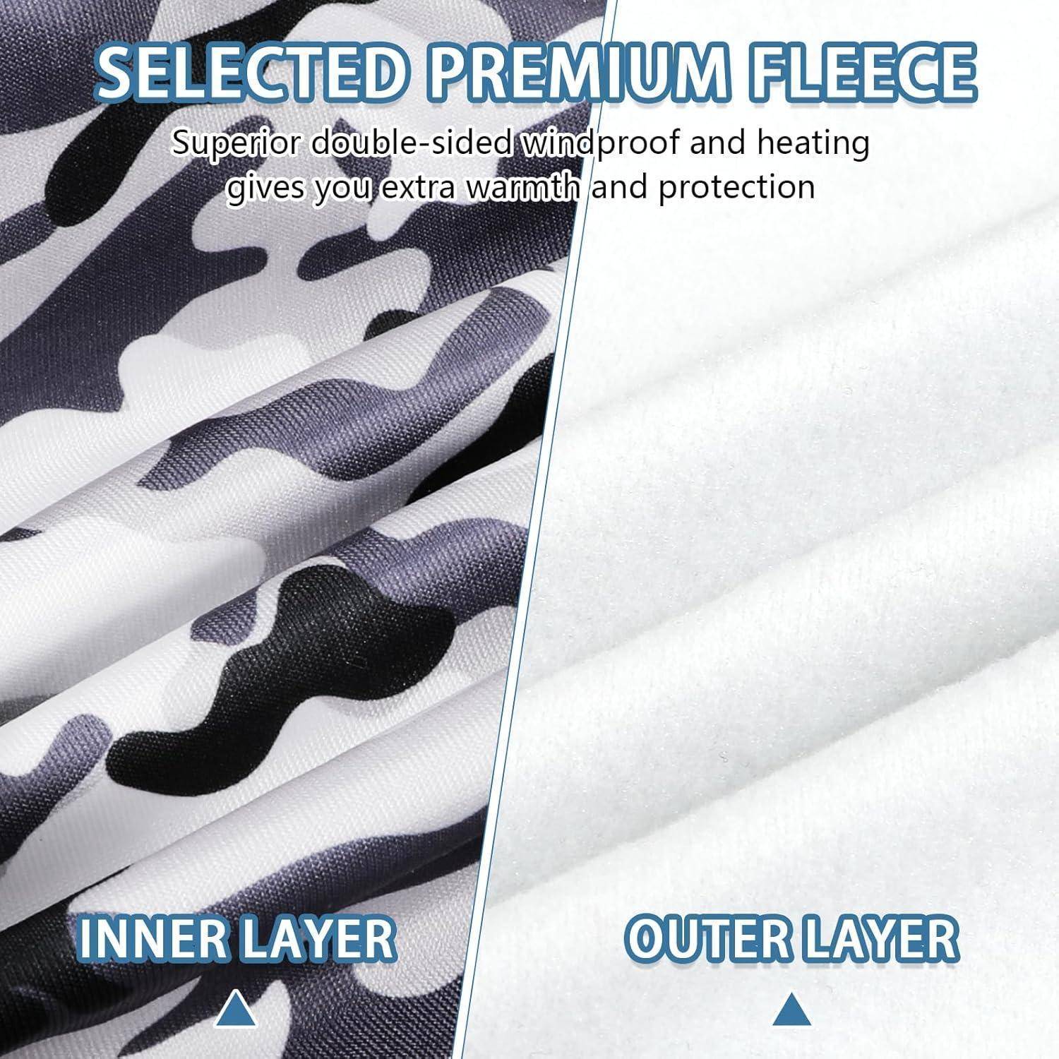 Geteilte Ansicht eines Fleece-Camouflage-Stoffes, der „SELECTED PREMIUM FLEECE