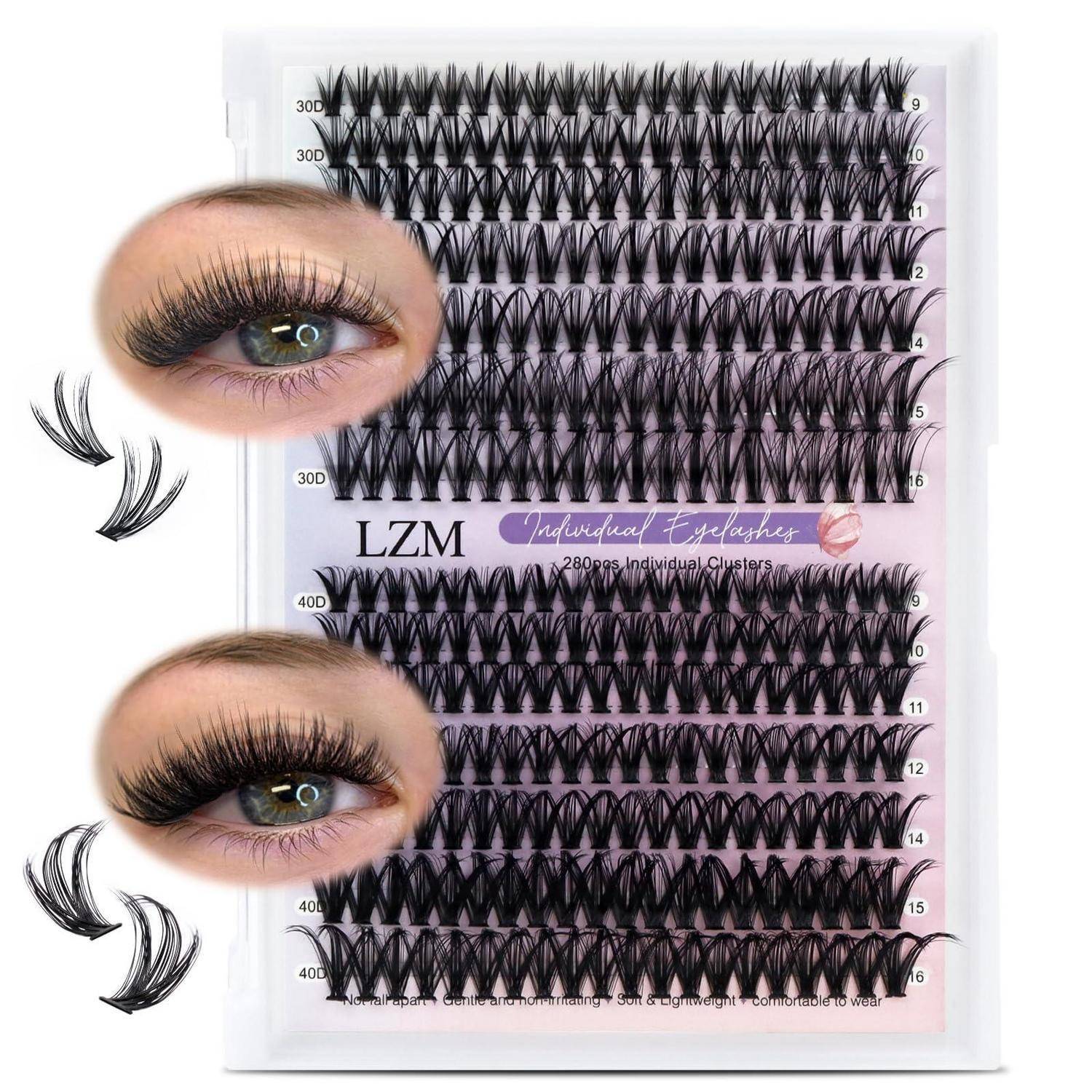 Wimpernverlängerungstablett mit der Aufschrift „LZM Individual Eyelashes