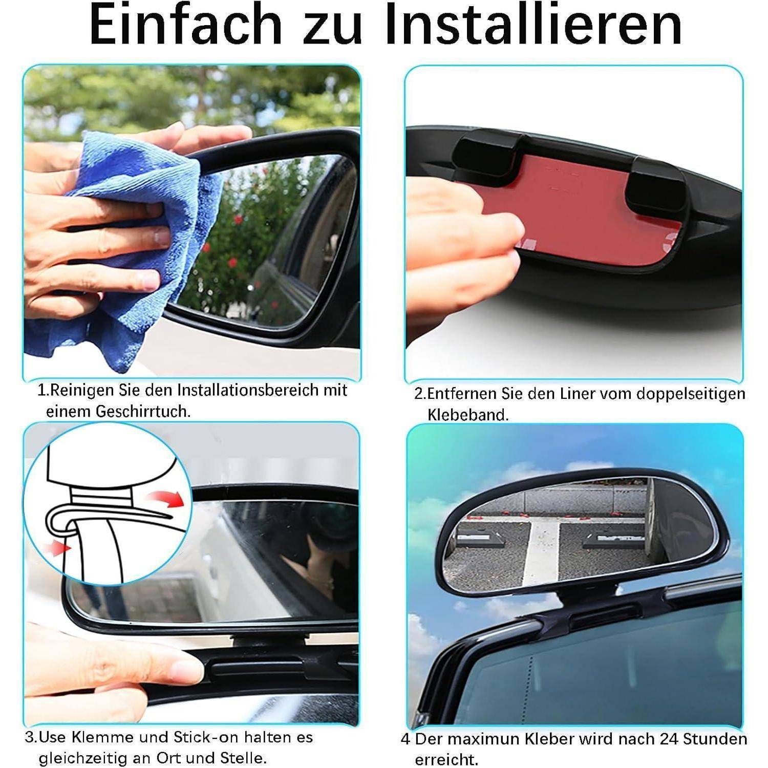 Yuentoen Toter-Winkel-Spiegel,360 Grad Rotation Verstellbar Auto Blind Spot Spiegel, Trainer Rückspiegel Drehung Weitwinkel Verstellbar Rückspiegel