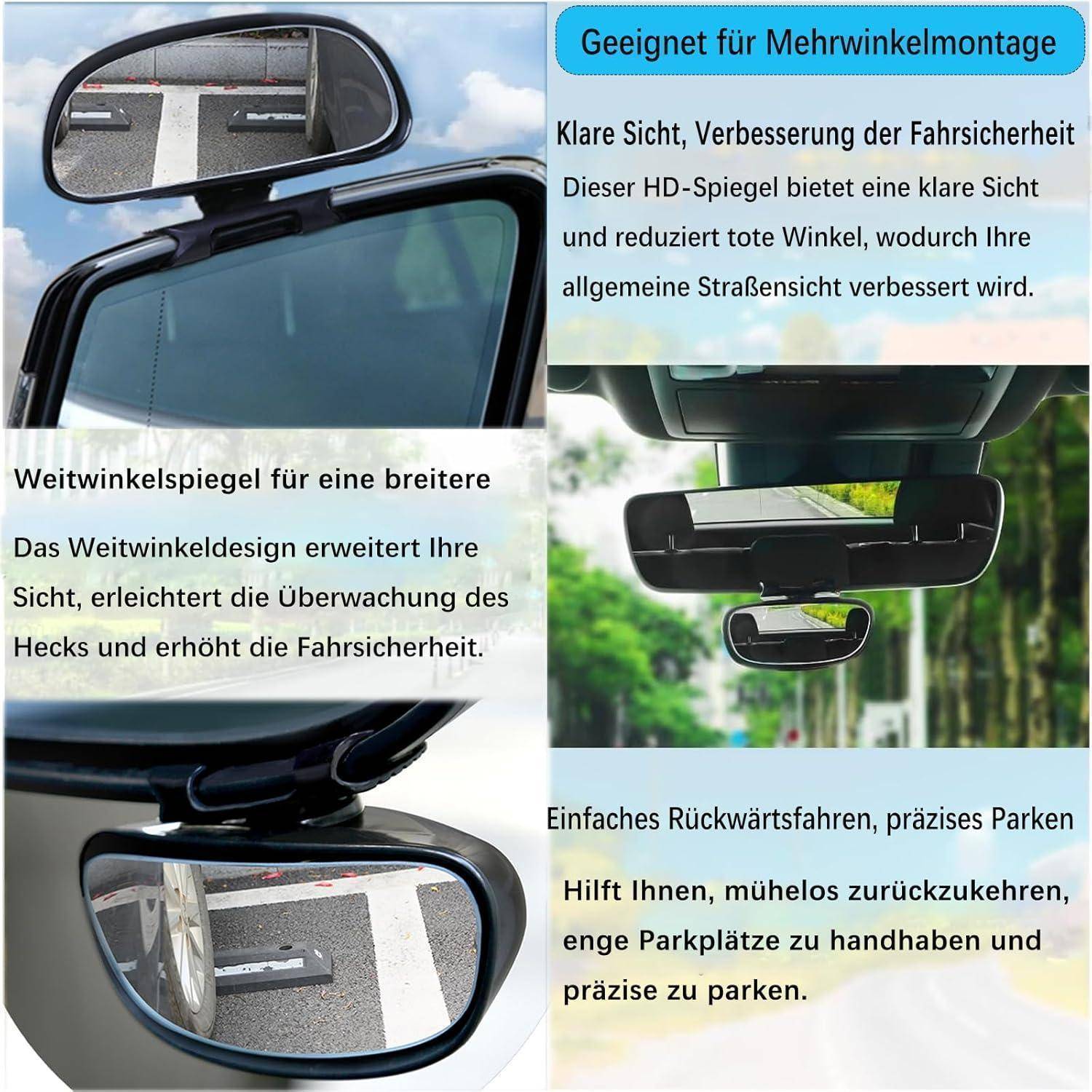 Yuentoen Toter-Winkel-Spiegel,360 Grad Rotation Verstellbar Auto Blind Spot Spiegel, Trainer Rückspiegel Drehung Weitwinkel Verstellbar Rückspiegel