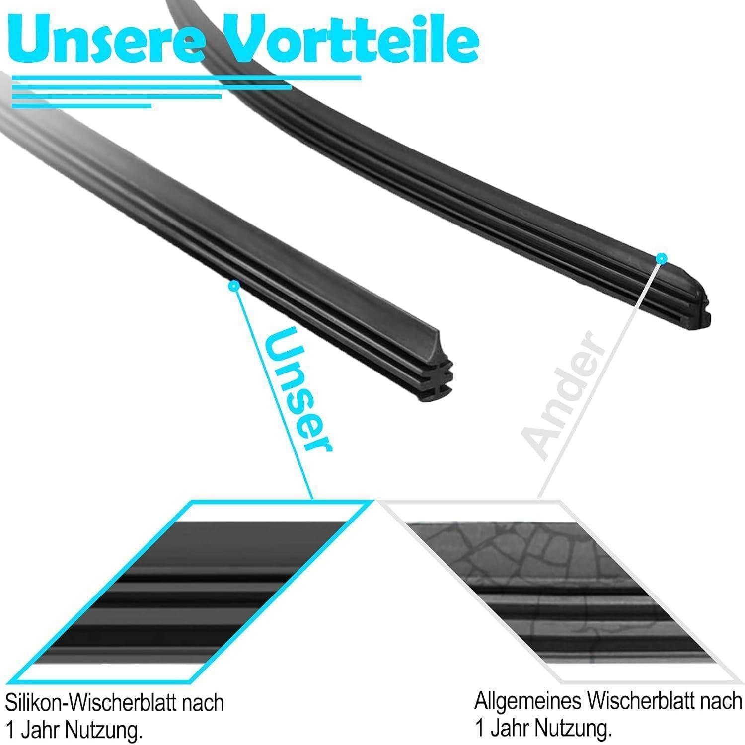 Vergleichsgrafik, die das Silikonwischerblatt 