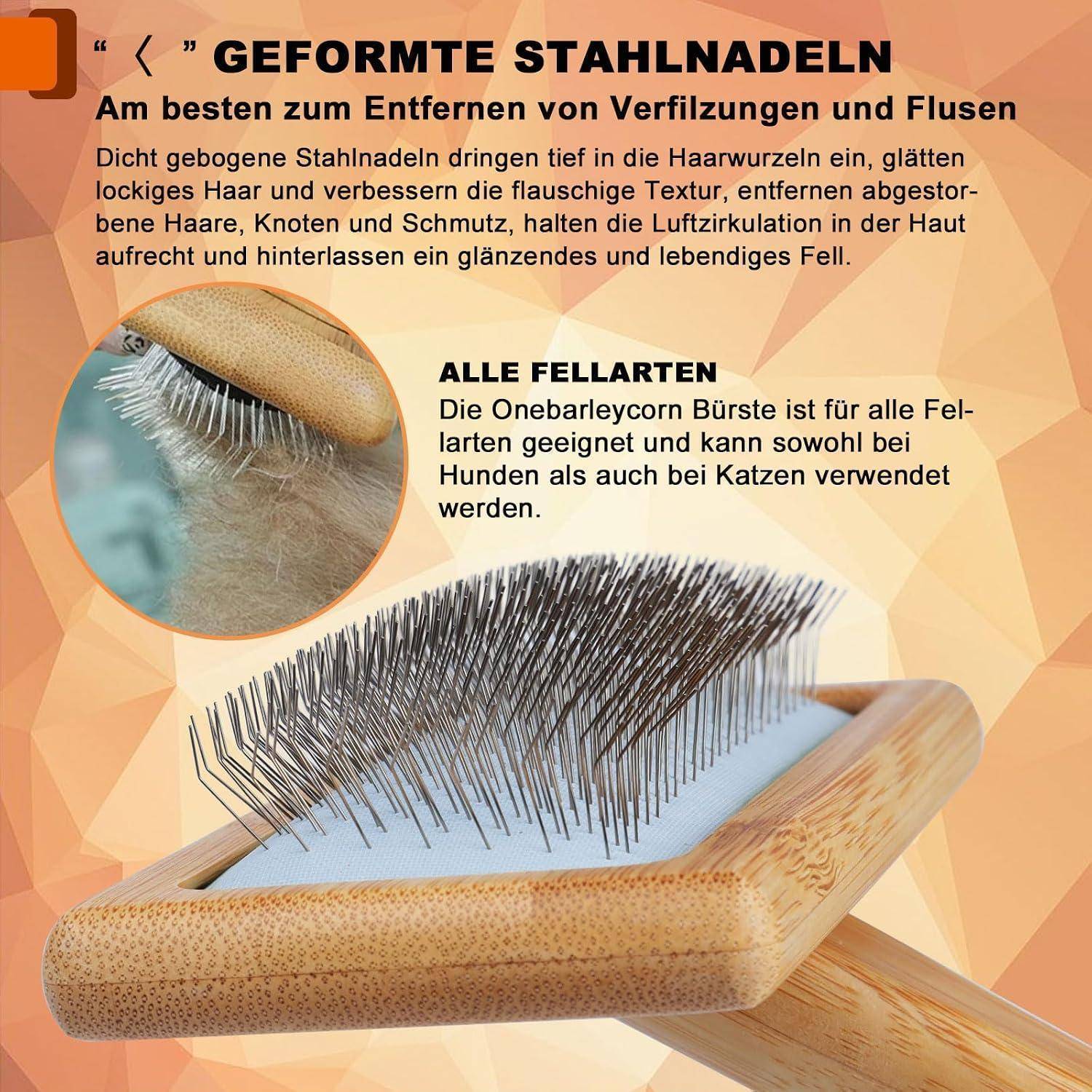 Hundebürste, Katzenbürste Hunde Bürste Haustier Bürsten für Langhaar und Kurzhaar,Softbürste für Knoten und Unterfell,Holz Braun