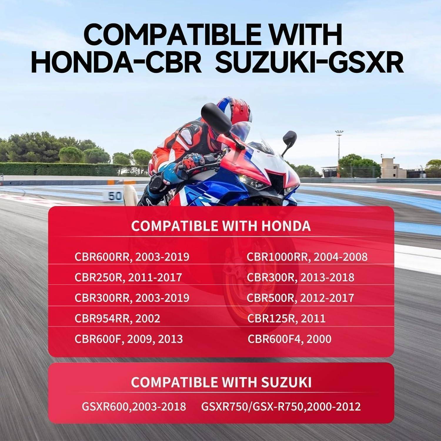 Motorradreifen-Grafik mit Kompatibilität für Honda CBR und Suzuki GSXR Modelle, einschließlich CBR600RR, CBR1000RR, CBR250R, CBR500R, GSXR600 und GSXR750.