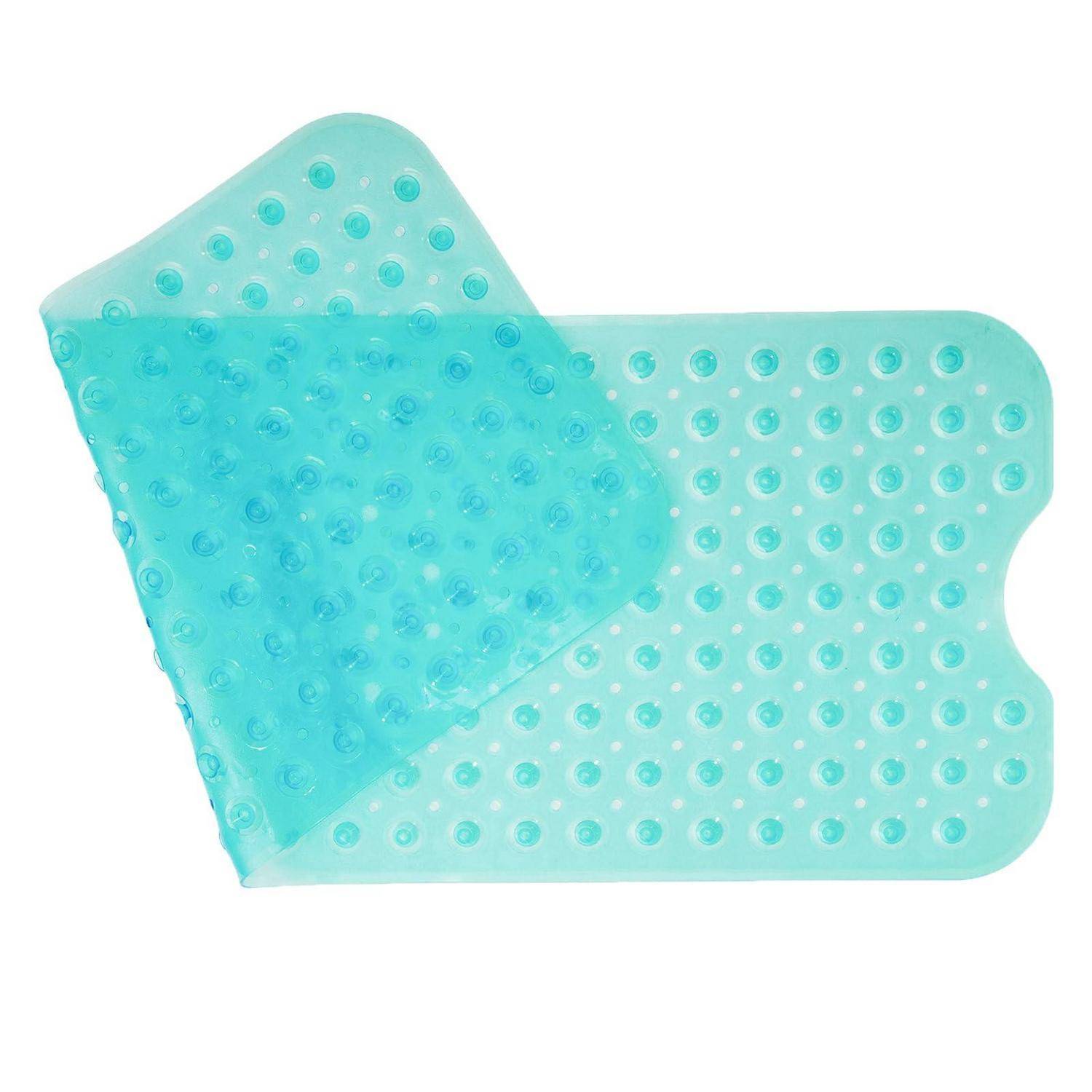 Zwei sich überlappende durchscheinende türkisfarbene strukturierte Gelpackungen auf weißem Hintergrund.