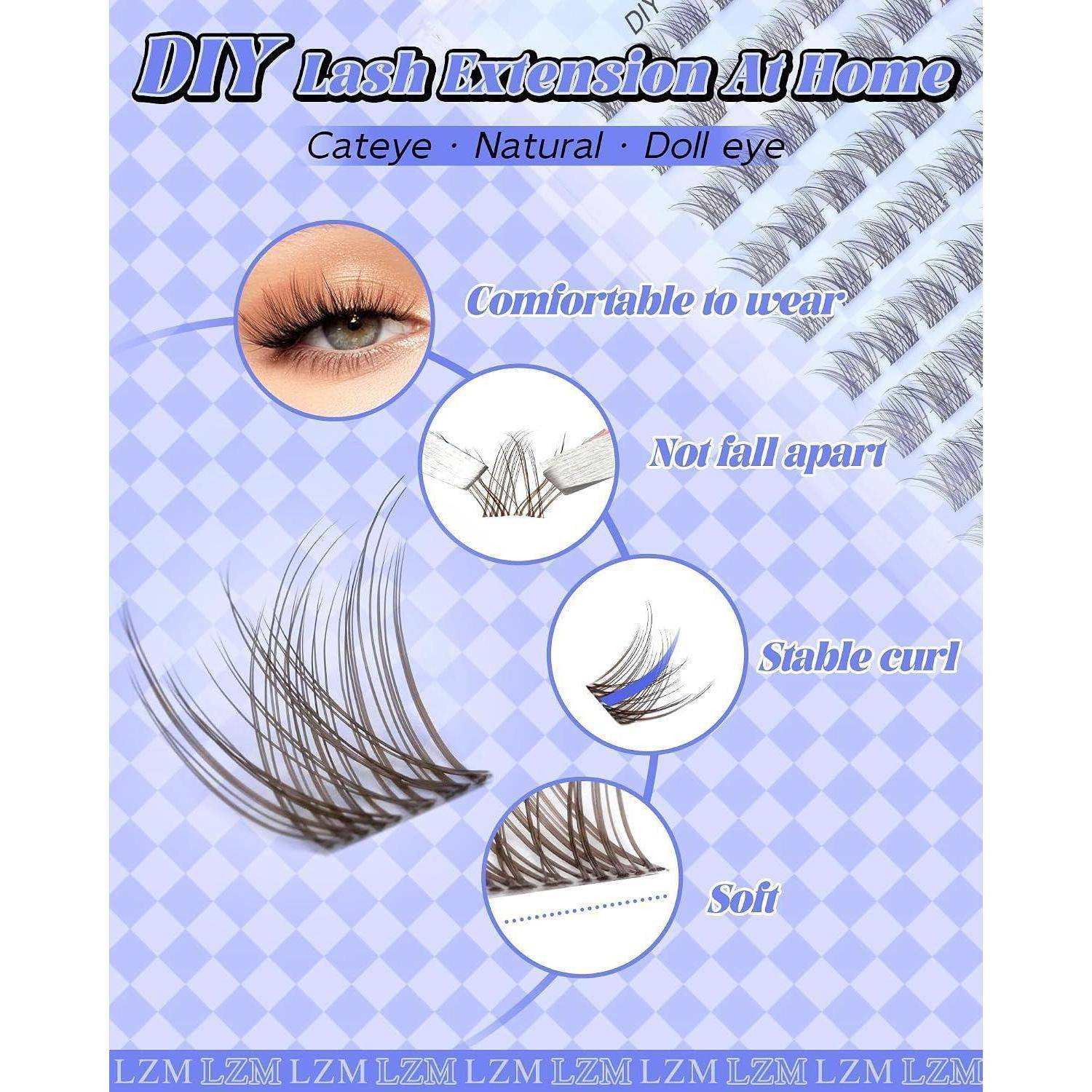 LZM braun Einzelne Wimpern Fake Lashes Weich braun Cluster Wimpern SNR028 | 8-14mm C Curl Wimpern Einzeln Natürliche Brown Lashes C MIX