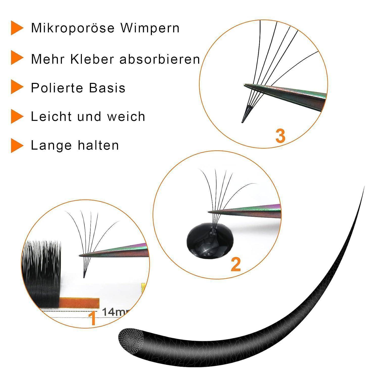 B&Q Wimpernverlängerung Easy Fan Lashes C-0,07-10 mm Wimpernverlängerung Russisches Volumen 8-15 mm Bouquet C CC D DD Wimpern Verlängerung Professi