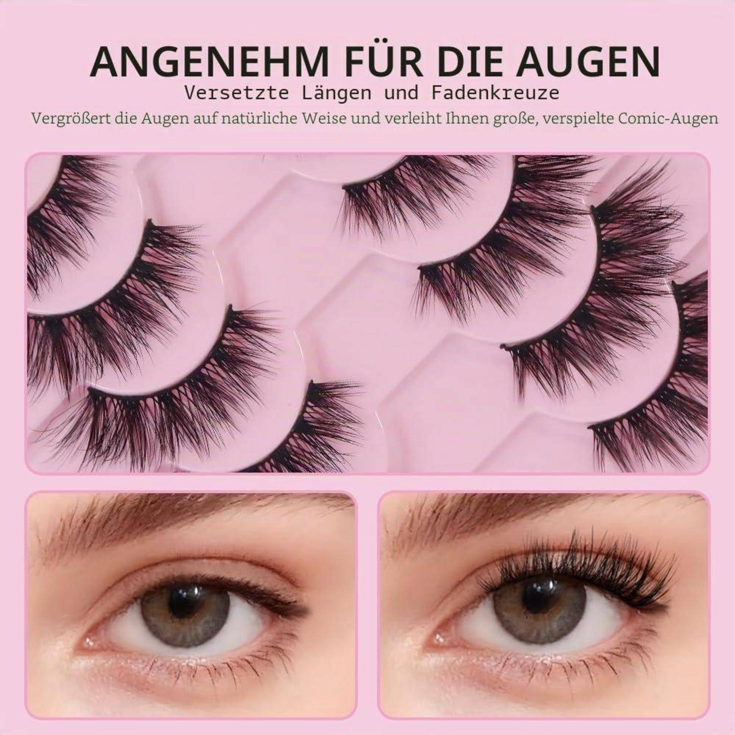 AKARA Wimpern Natürliche 10 Paare 3D Künstliche Halbe Wimpern Fake Lashes Faux Mink Falsche Wimpern(BY03)