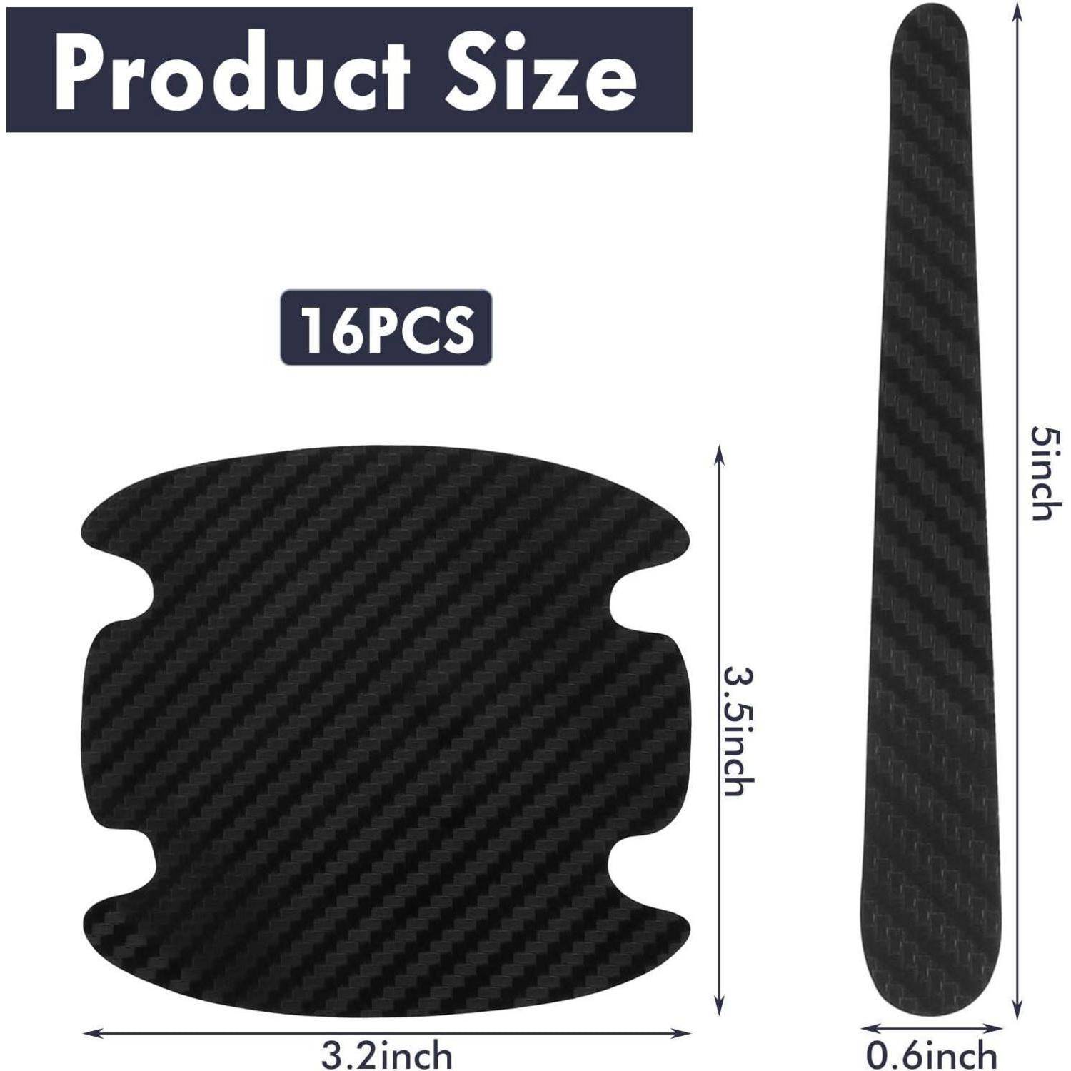 Produktgrößendiagramm für 16 Stück zeigt ein breites gekrümmtes Polster von 3,2 x 3,5 Zoll und einen schmalen Streifen von 5 x 0,6 Zoll.