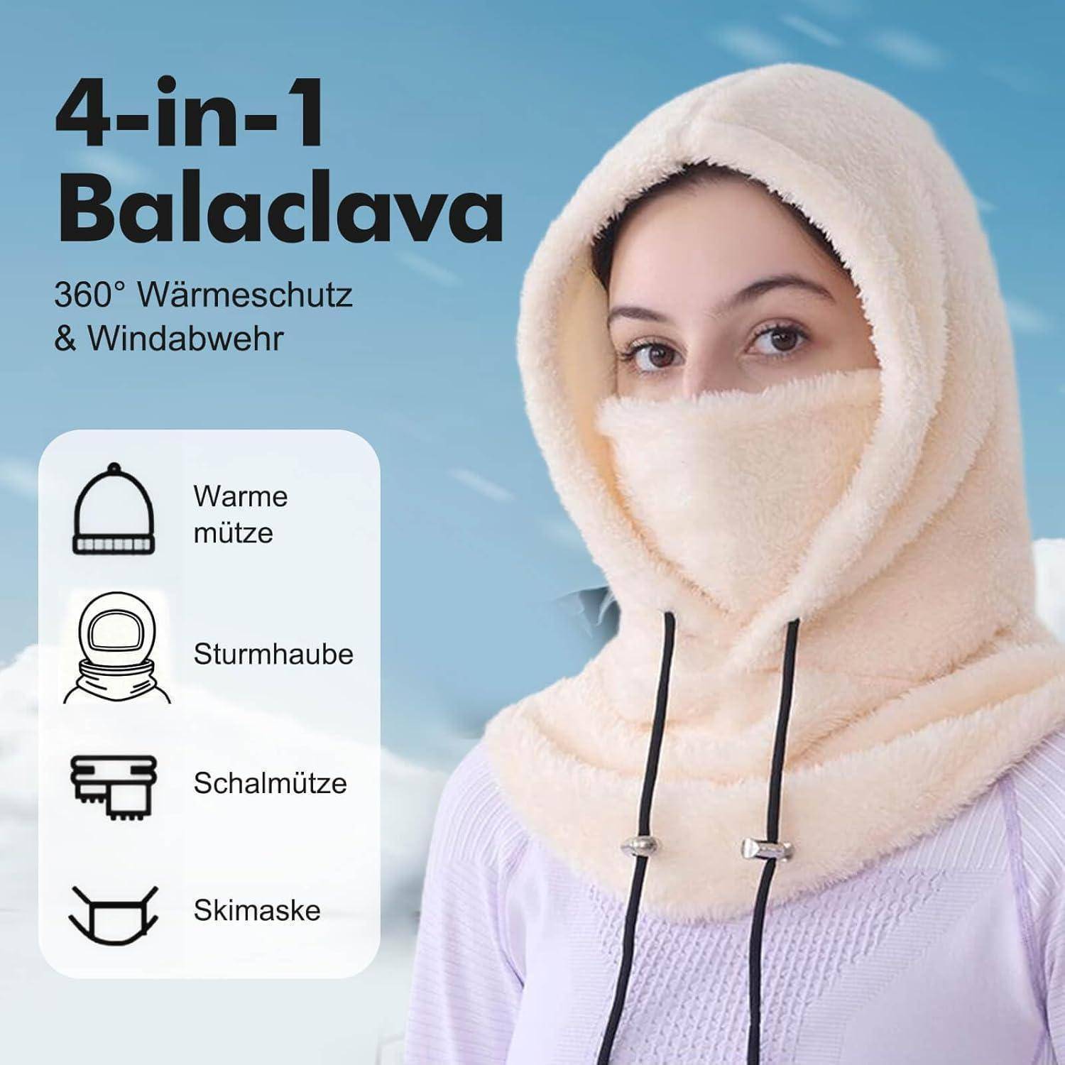 Tavaler Sturmhaube Herren/Damen Winter | Balaclava Fleece | Kapuzenschal Thermo | Skimaske Wolle | Schalmütze Winddicht Skimütze für Radfahren, Sno