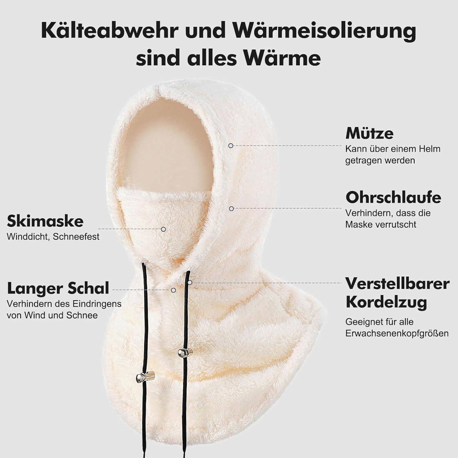 Tavaler Sturmhaube Herren/Damen Winter | Balaclava Fleece | Kapuzenschal Thermo | Skimaske Wolle | Schalmütze Winddicht Skimütze für Radfahren, Sno