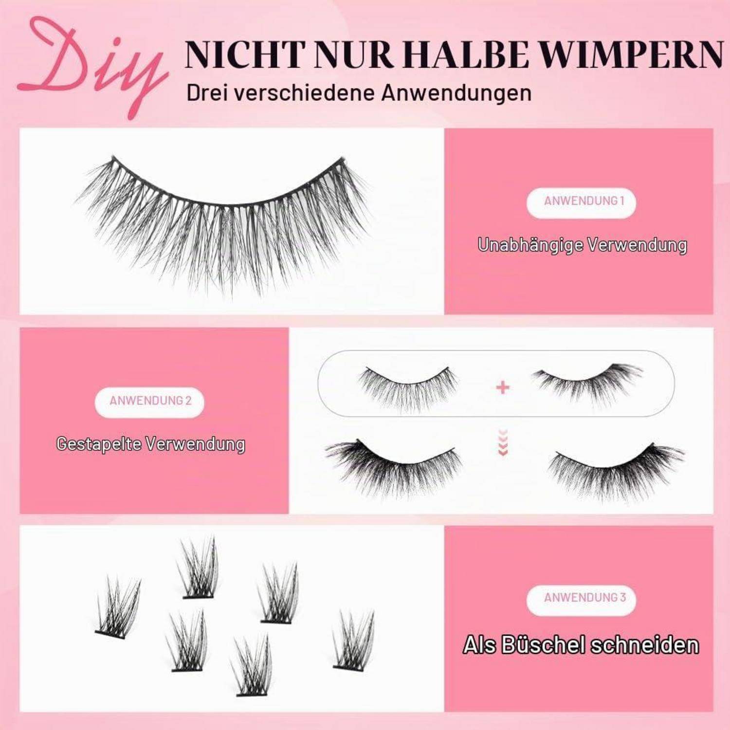 LOPHE Fake Lashes, 10 Paare Cat Eye Künstliche Wimpern 7-10mm, Wispy Strip Lashes Natürlich Look, Fluffy False Eyelashes Cat Eye Wimpern Wiederverwe