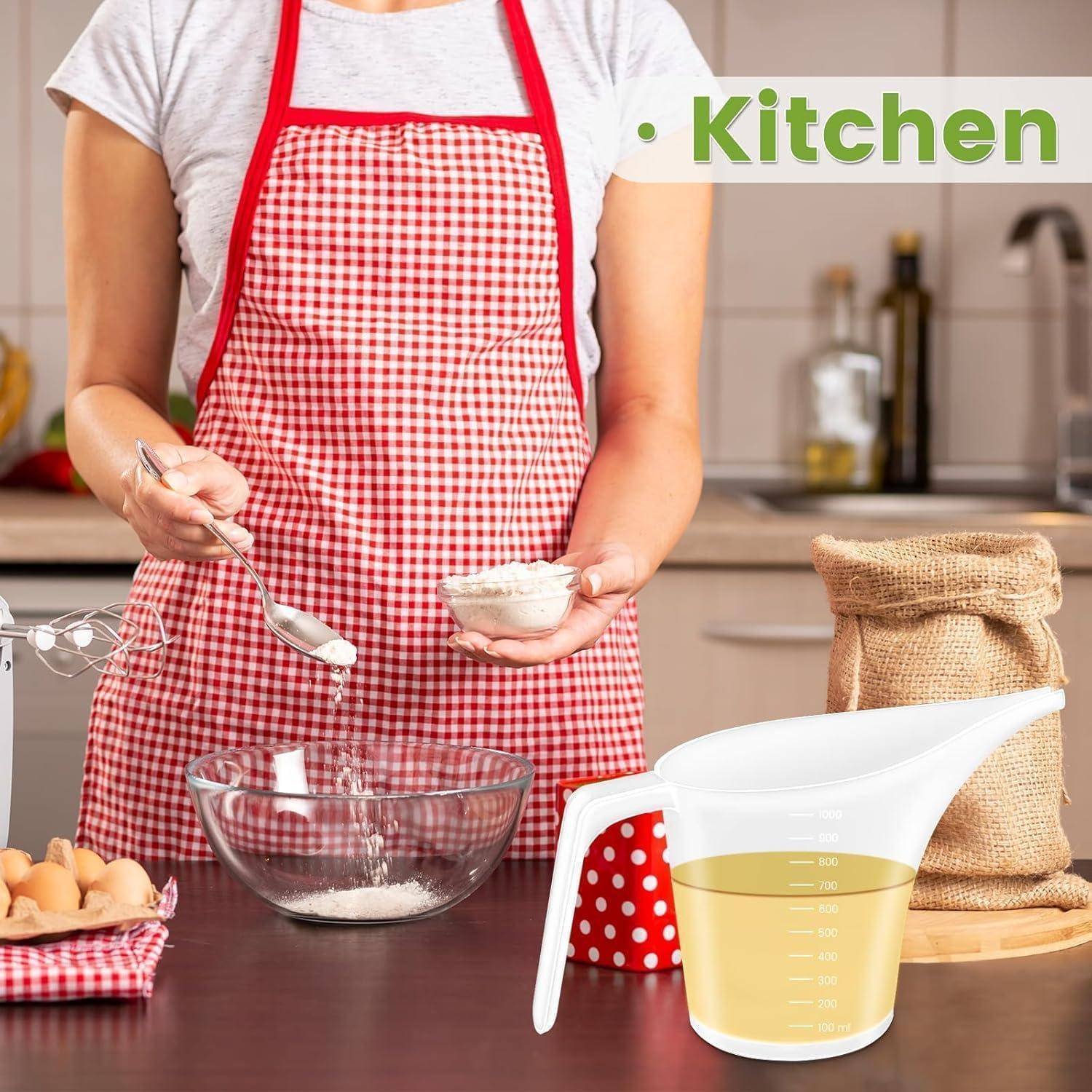 Messtrichterkrug, 1000 Ml Trichterkrug, Transparenter Messbecher mit Mundspitze für Marmelade, Teig, Sirup, Messkrüge mit Trichtertüllen in Transpa