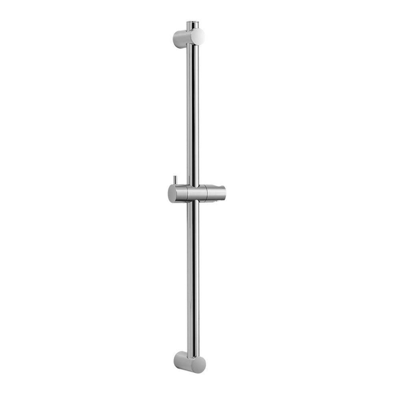 Verstellbare Duschstange aus Chrom mit einstellbarem Handbrause-Halter und Wandmontage auf weißem Hintergrund.