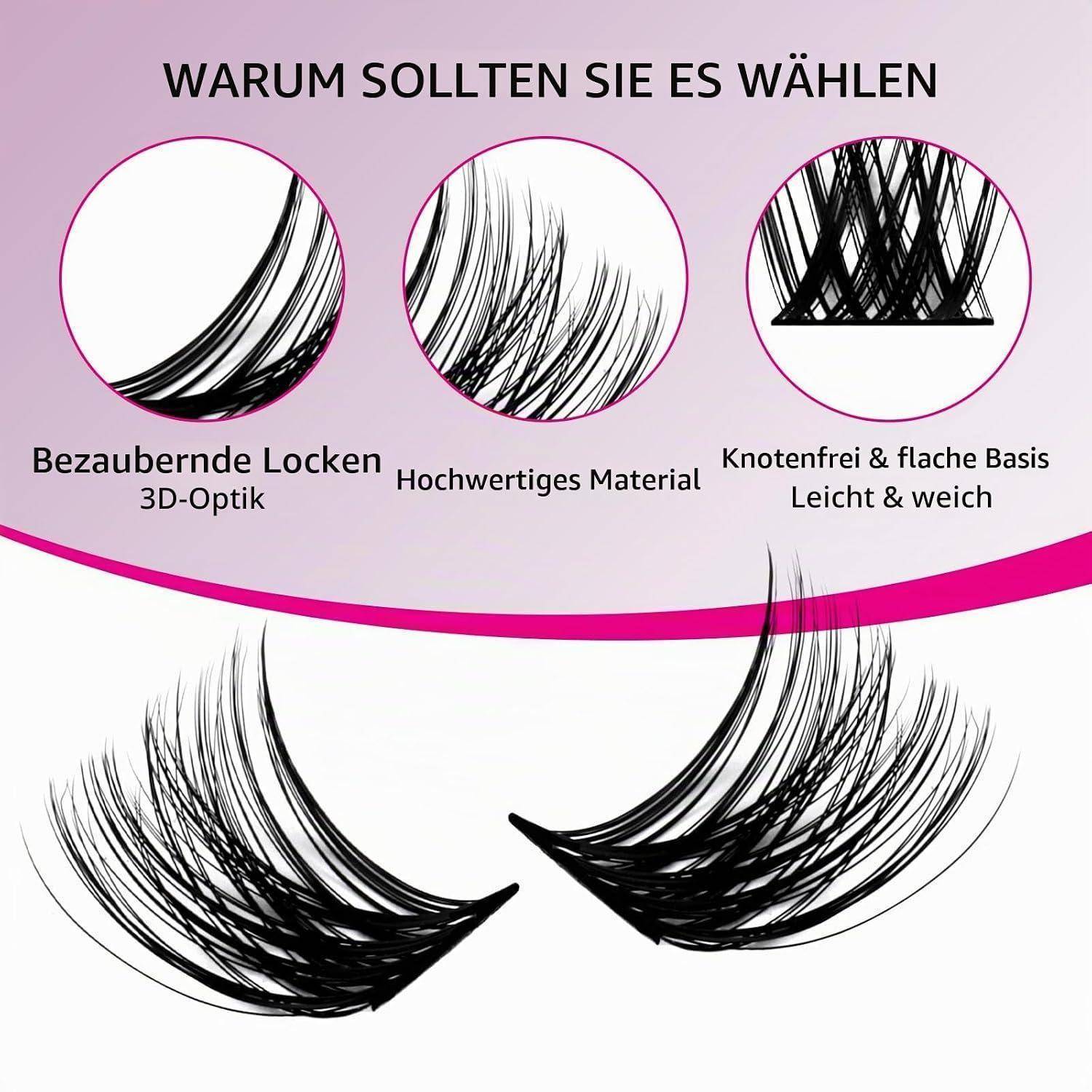 Fadlash Individuelle Wimpern Extensions 96 Büschel 0.07 D Curl 15-20mm DIY Wimpernverlängerung Hochwertige für Vollere Längere Wimpern (F2)