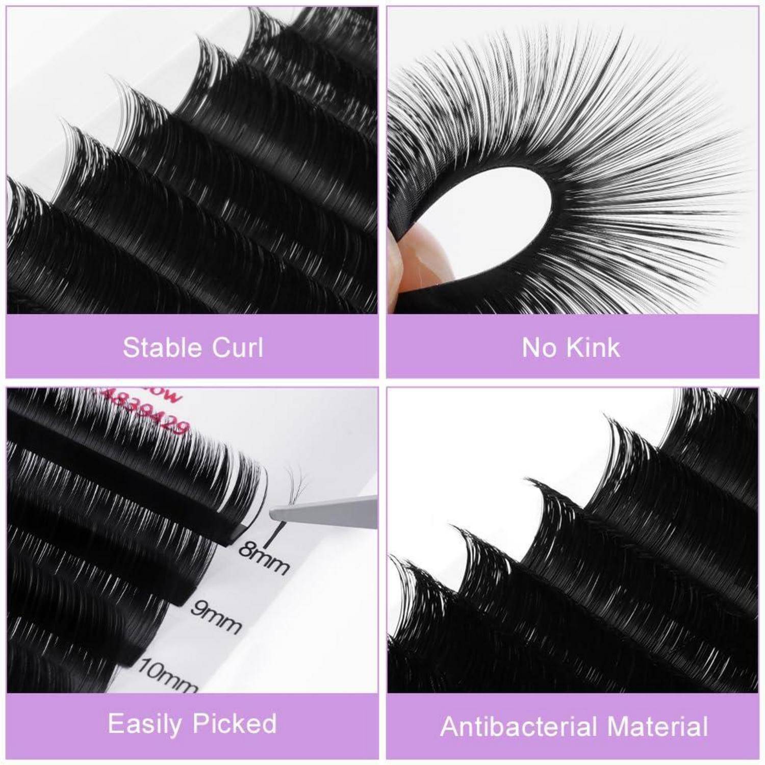 LOPHE Einzelwimpern, Wimpernverlängerung Wimpern Professionelle 0.05mm D Curl, Flat Lashes 3D Volume Wimpern Extensions 8-16mm Mix 0.05 D CURL
