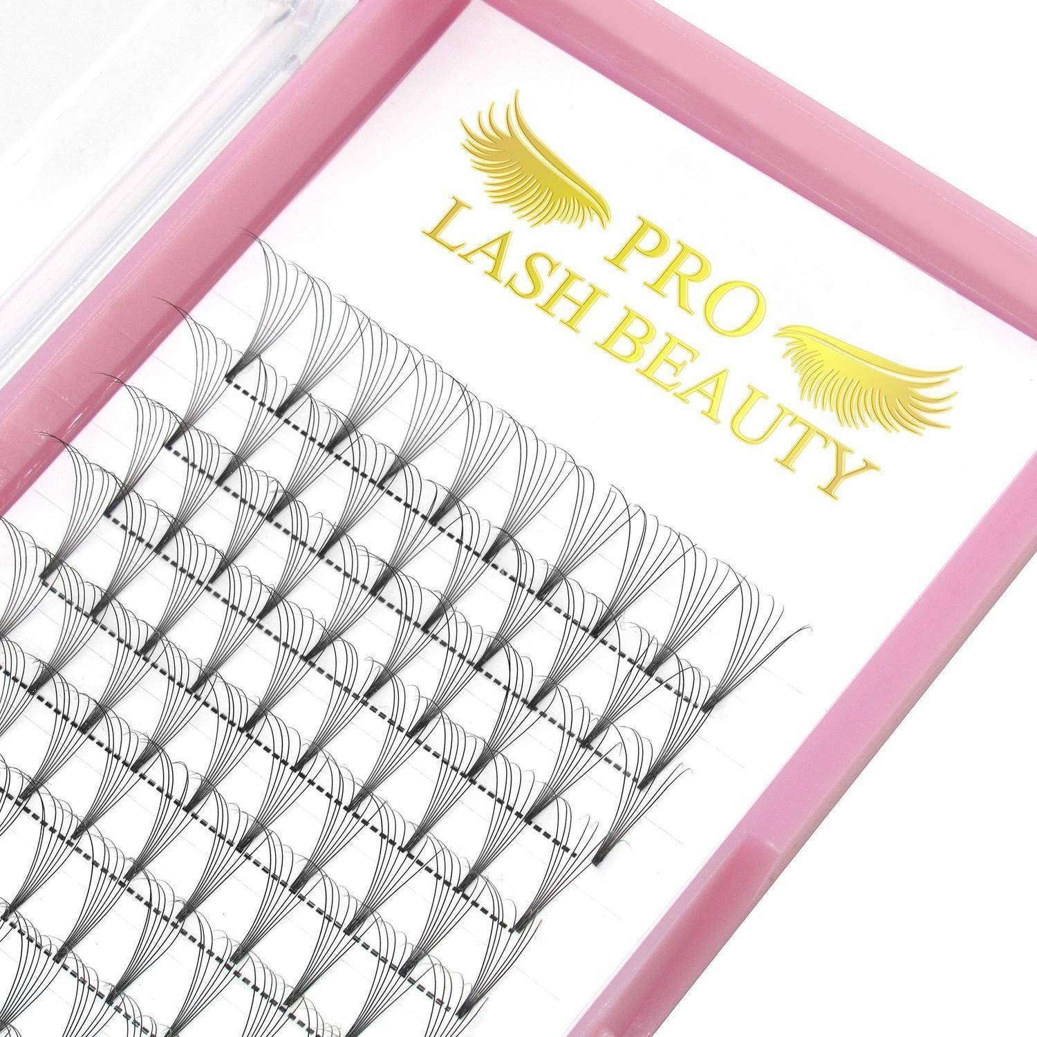 Rosa Behälter für künstliche Wimpernverlängerungen mit der Aufschrift „PRO LASH BEAUTY
