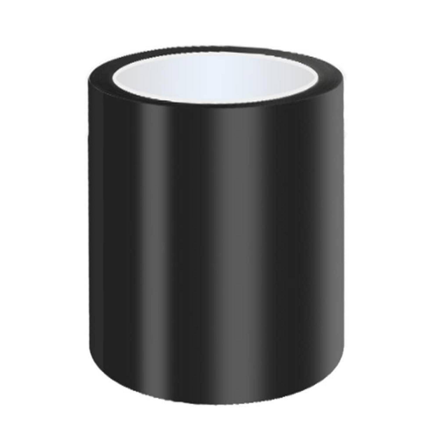 Schwarze zylindrische Hülse oder Tasse mit hohlem weißem Inneren, gezeigt vor einem einfachen weißen Hintergrund.
