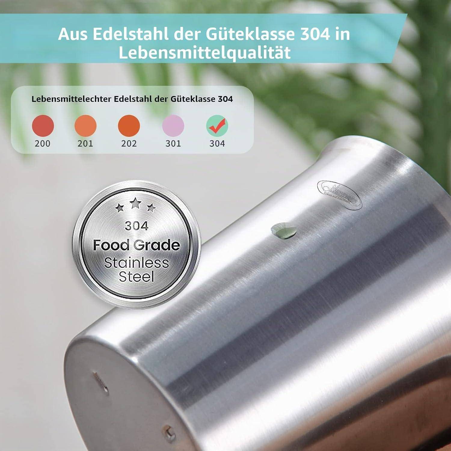 Newness Messbecher Edelstahl, 500 ML [3 Messskalen, einschließlich Cups Skala, ML Skala, OZ Skala] Edelstahl-Messbecher Milchkännchen mit Markierung