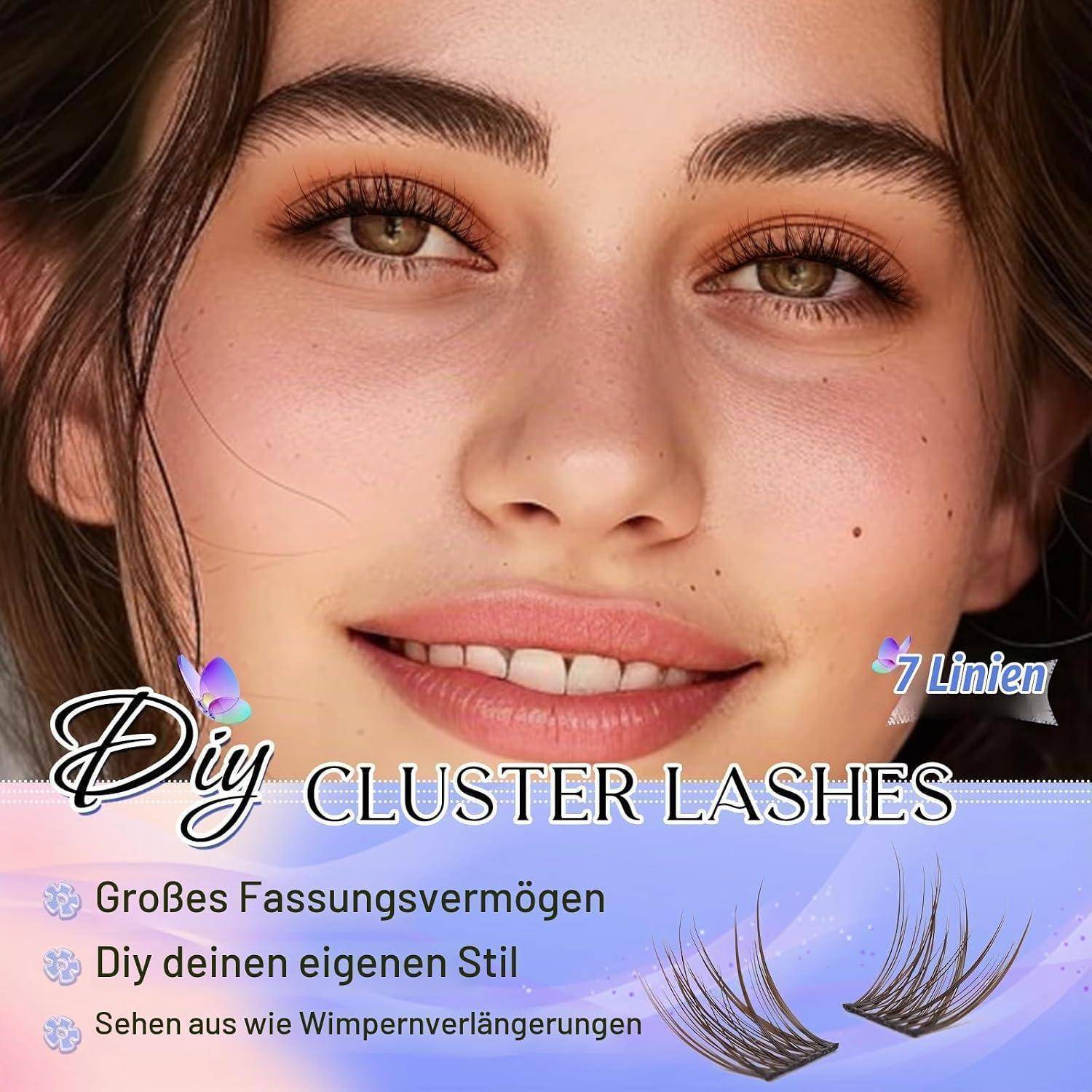 LZM Lash Cluster Wimpern Extensions C Curl Wimpern Einzeln (V16mix) | 8-14mm Natürliche Wimpern Leichte und weiche cluster lashes, Dünnes Band fake