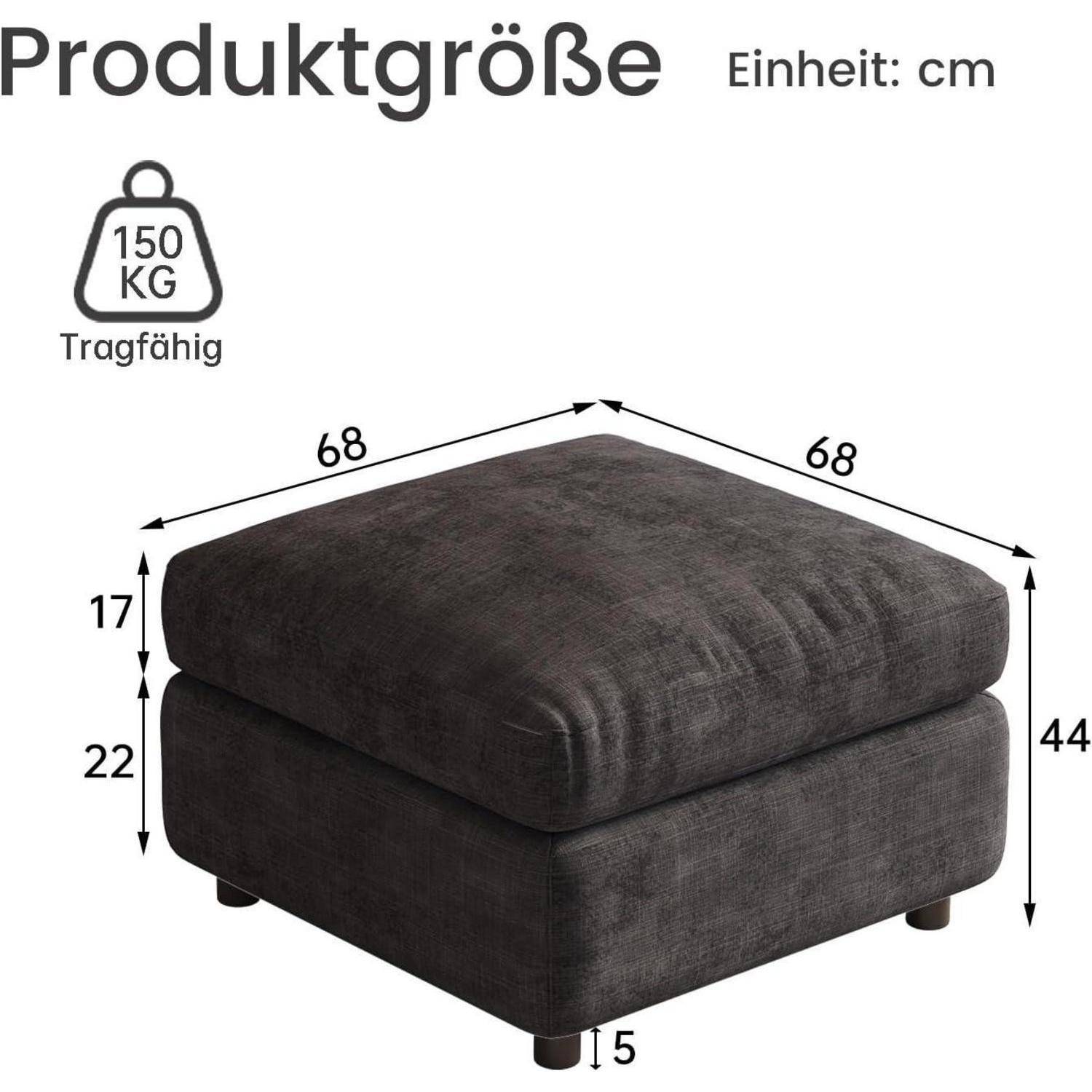 Schwarzes quadratisches Sitzkissen mit einer Tragfähigkeit von „150 KG