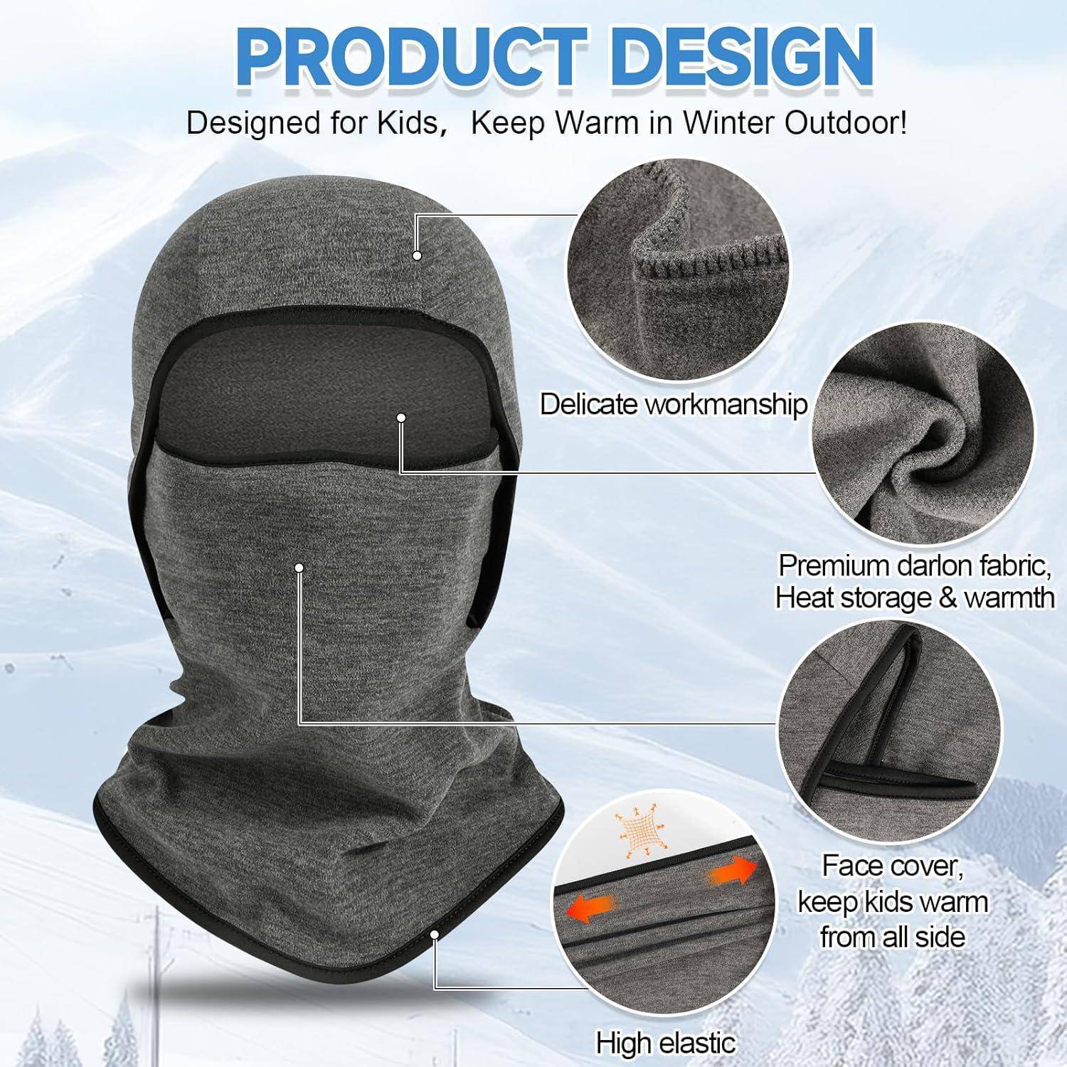 Kinder Sturmhaube Winter 6-14, Multifunktional Winddicht Fleece Warm Skimaske Radfahren Gesichtsmaske unter dem Helm, Sturmmaske Mütze mit Halswärme