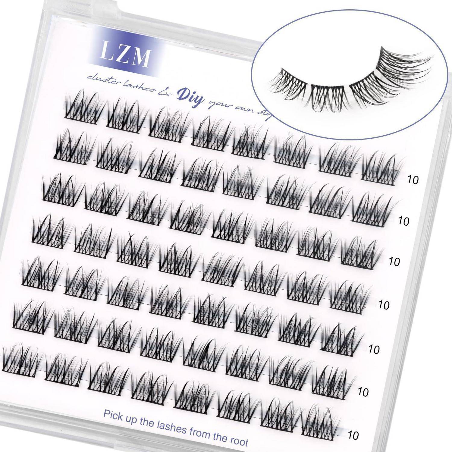 Paket mit falschem Wimpernbüschel mit der Bezeichnung „LZM