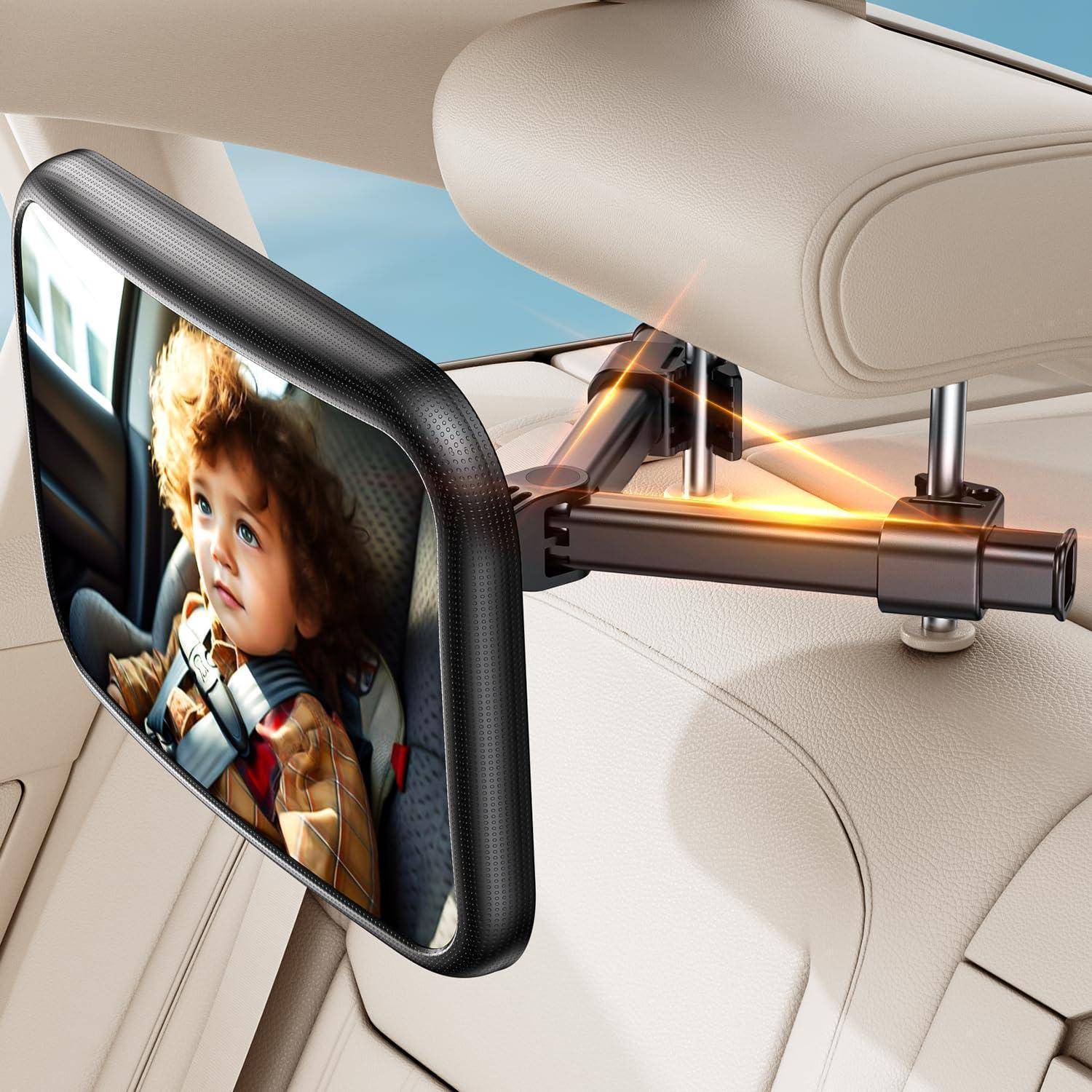 Autospiegel Baby Rücksitz Spiegel Rückbank: Spiegel Auto Baby Rückbank mit Haken Clip, 100% Bruchsicherer & 360° Drehbar Rücksitzspiegel, Babyspi