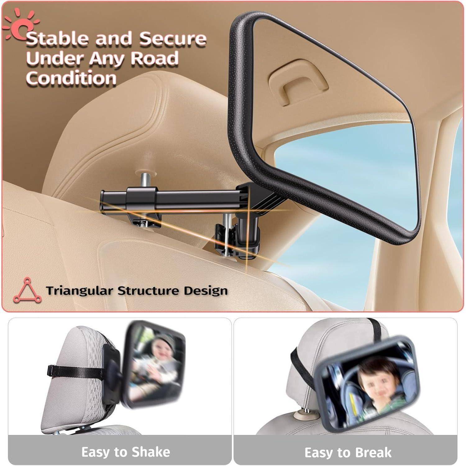 Autospiegel Baby Rücksitz Spiegel Rückbank: Spiegel Auto Baby Rückbank mit Haken Clip, 100% Bruchsicherer & 360° Drehbar Rücksitzspiegel, Babyspi