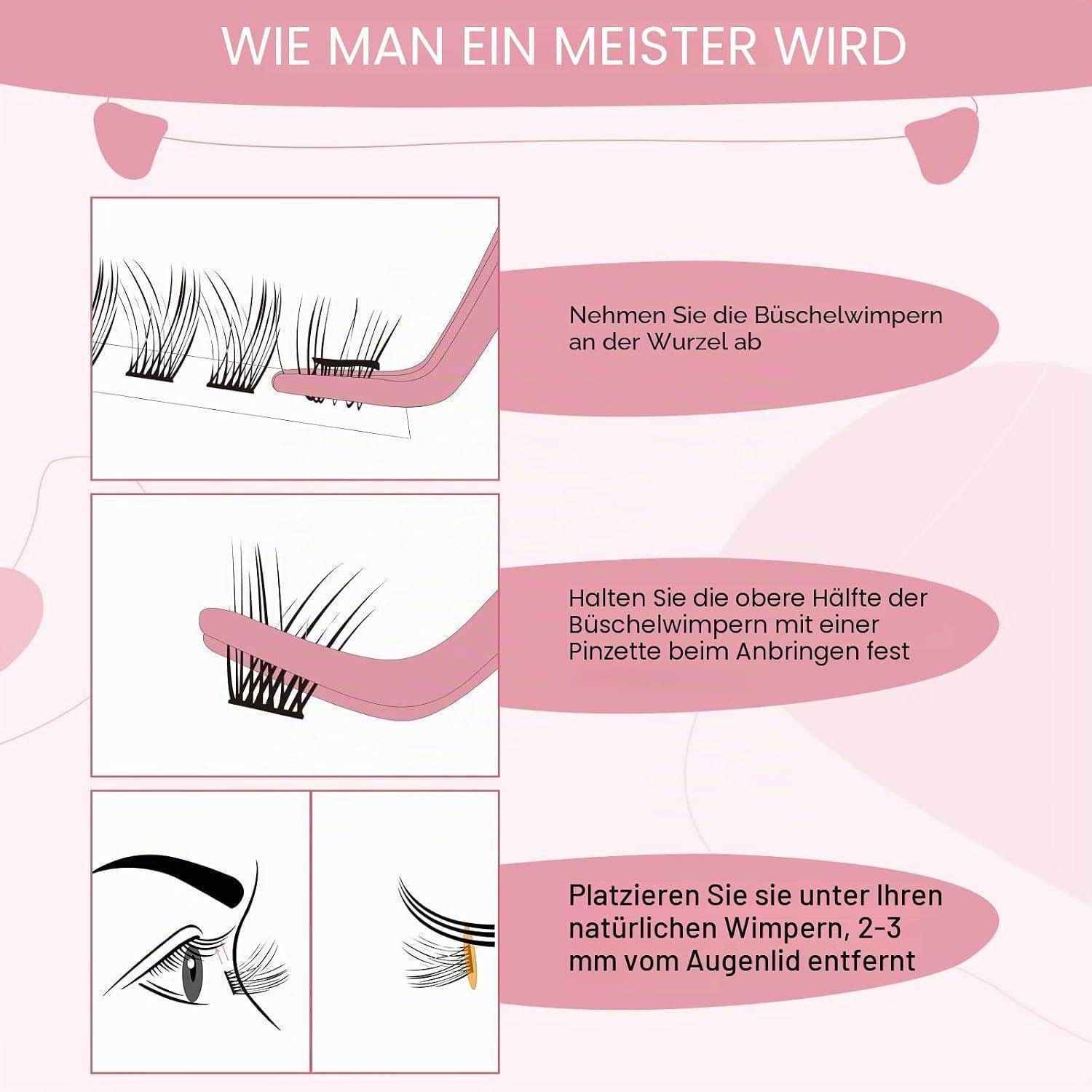 Lash Cluster-Wimpern DIY mit super dünnem Band für Heim-Wimpernstyling (Pined, D-16mm) Lash-Pined-16 mm