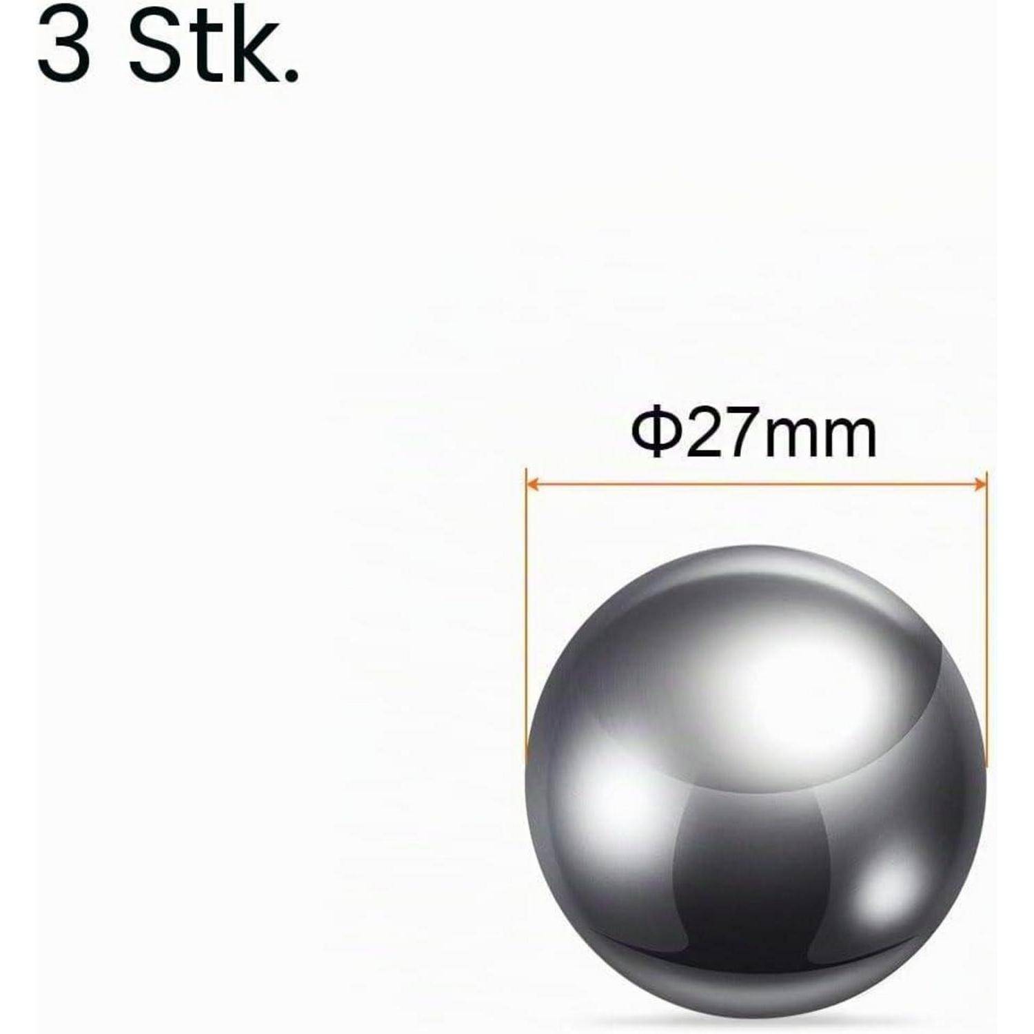 Produktbild einer glänzenden metallischen Kugel mit der Bezeichnung „Φ27mm