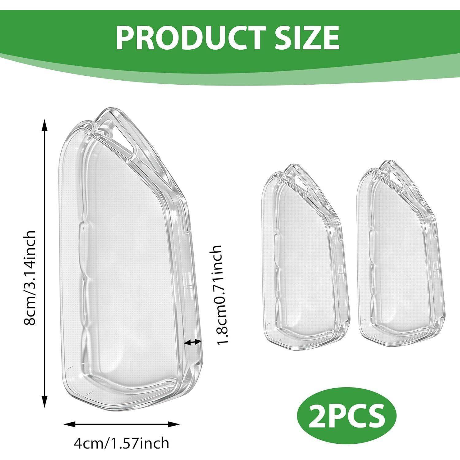 Produktgrößendiagramm mit durchsichtiger Kunststoffbox: 8 cm/3,14 Zoll hoch, 4 cm/1,57 Zoll breit, 1,8 cm/0,71 Zoll dick; enthält 2 Teile.