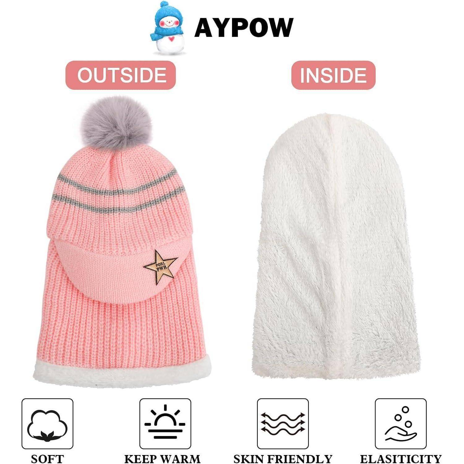 Produktbild einer rosa Wintermütze mit Pompon, mit den Beschriftungen „OUTSIDE