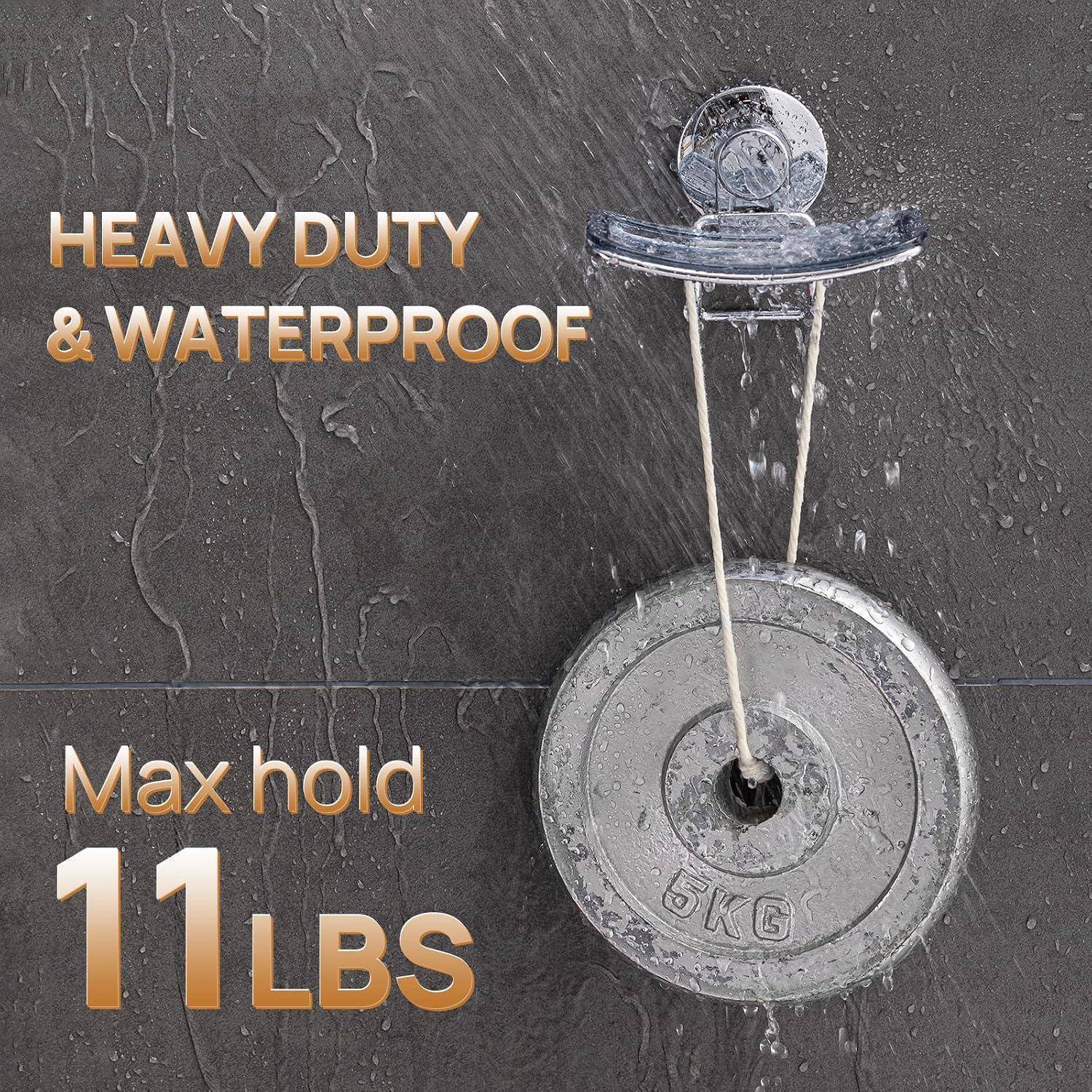 Angebot für einen robusten wasserdichten Wandhaken, der ein 5-kg-Gewicht hält, mit dem Text „HEAVY DUTY & WATERPROOF