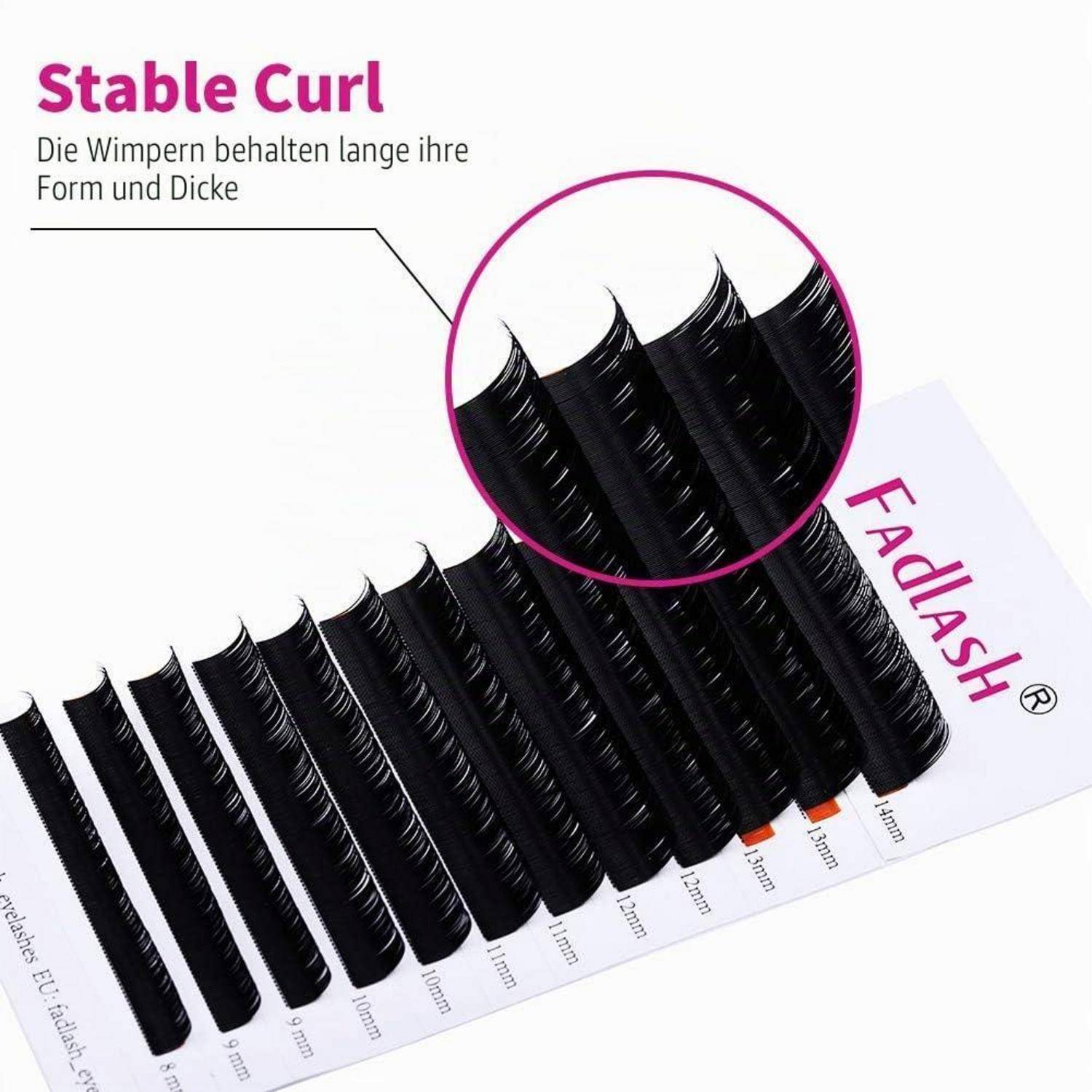 Produktbild von schwarzen künstlichen Wimpern mit der Bezeichnung „Stable Curl
